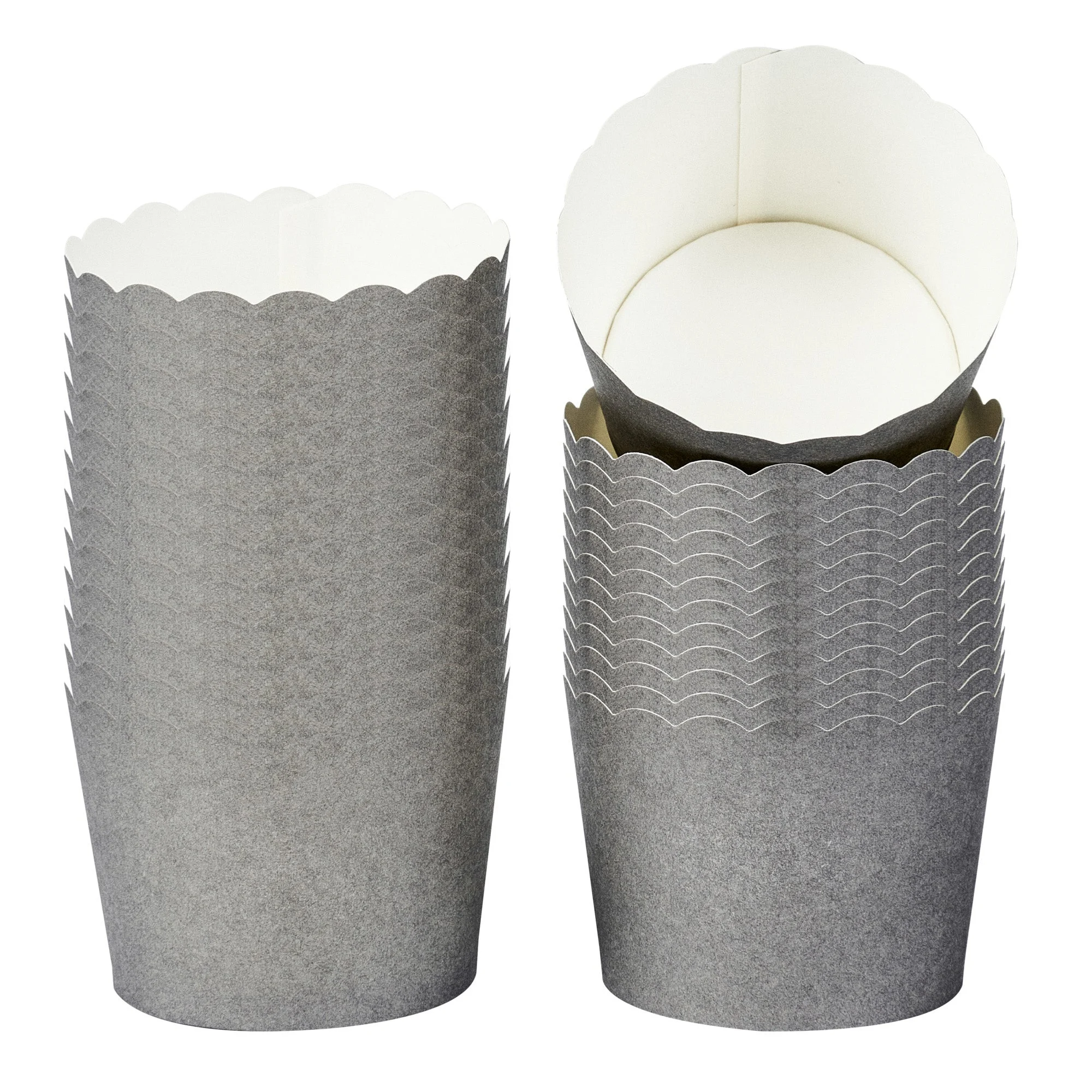 Cups, Baking, 3 Ounce, Paper, Gray, Scallop, Mini 2.50 x 2.50 x 1.75 Inch, Round,200 - 1 EACH