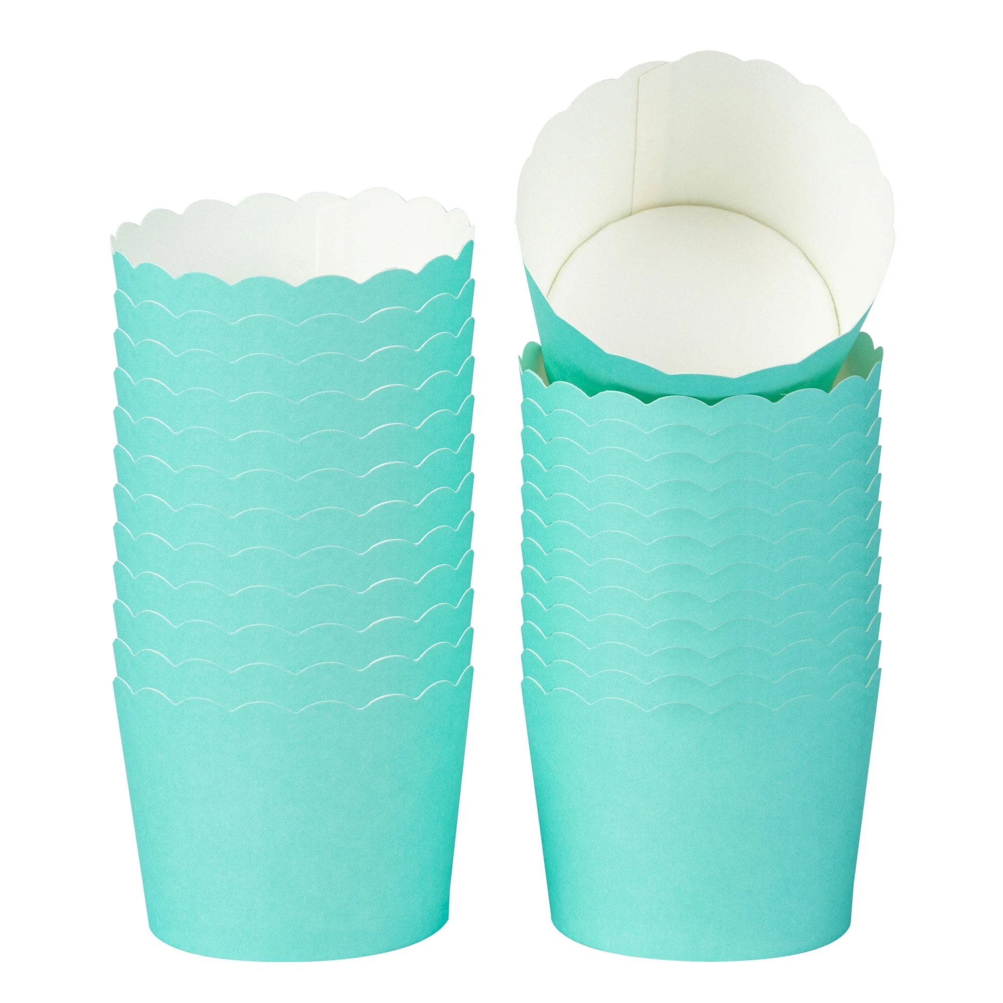 Cups, Baking, 3 Ounce, Paper, Turquoise, Scallop, Mini 2.50 x 2.50 x 1.75 Inch, Round,200 - 1 EACH