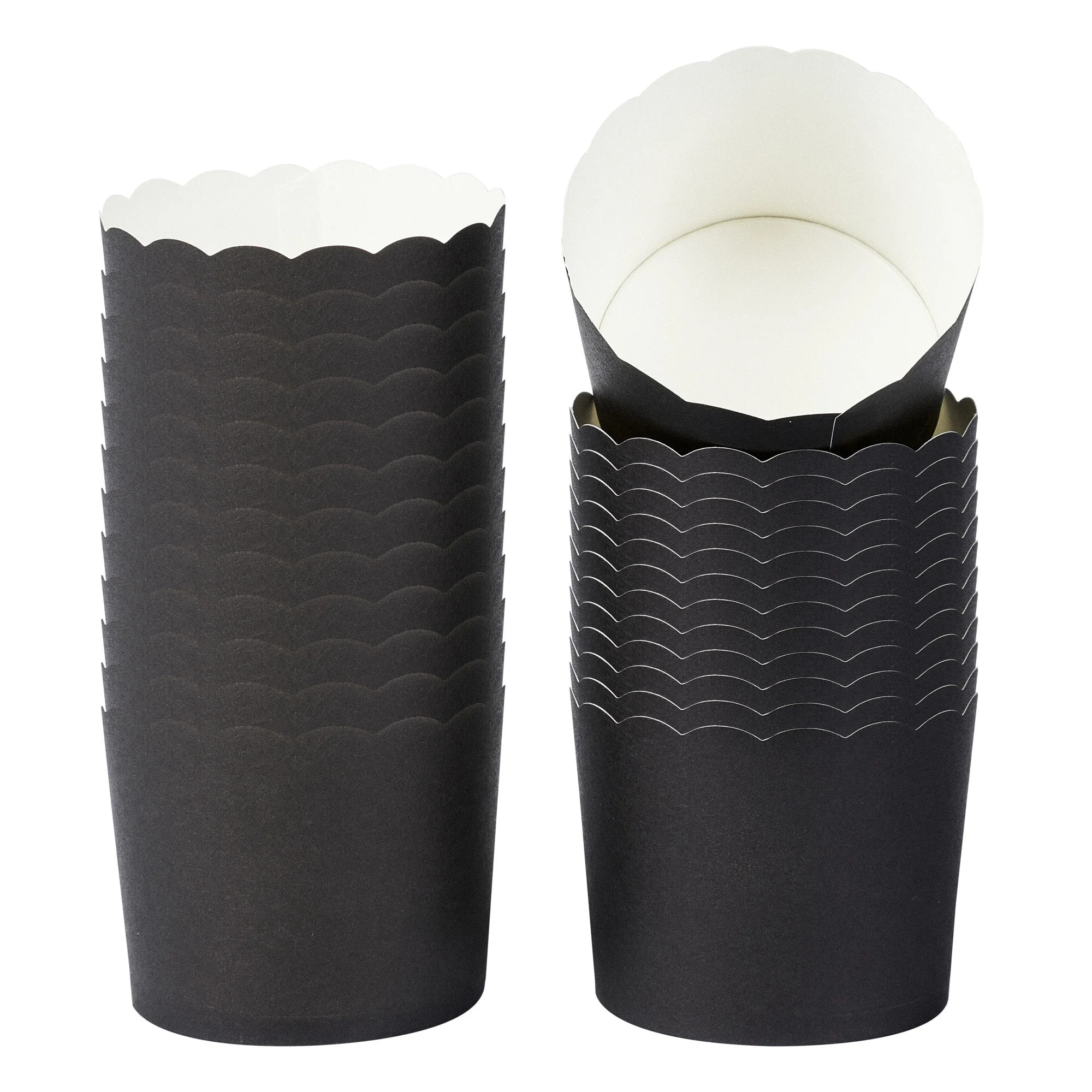 Cups, Baking, 6 Ounce, Paper, Black, Scallop, 2.75 x 2.75 x 2.25 Inch, Round,200 - 1 EACH