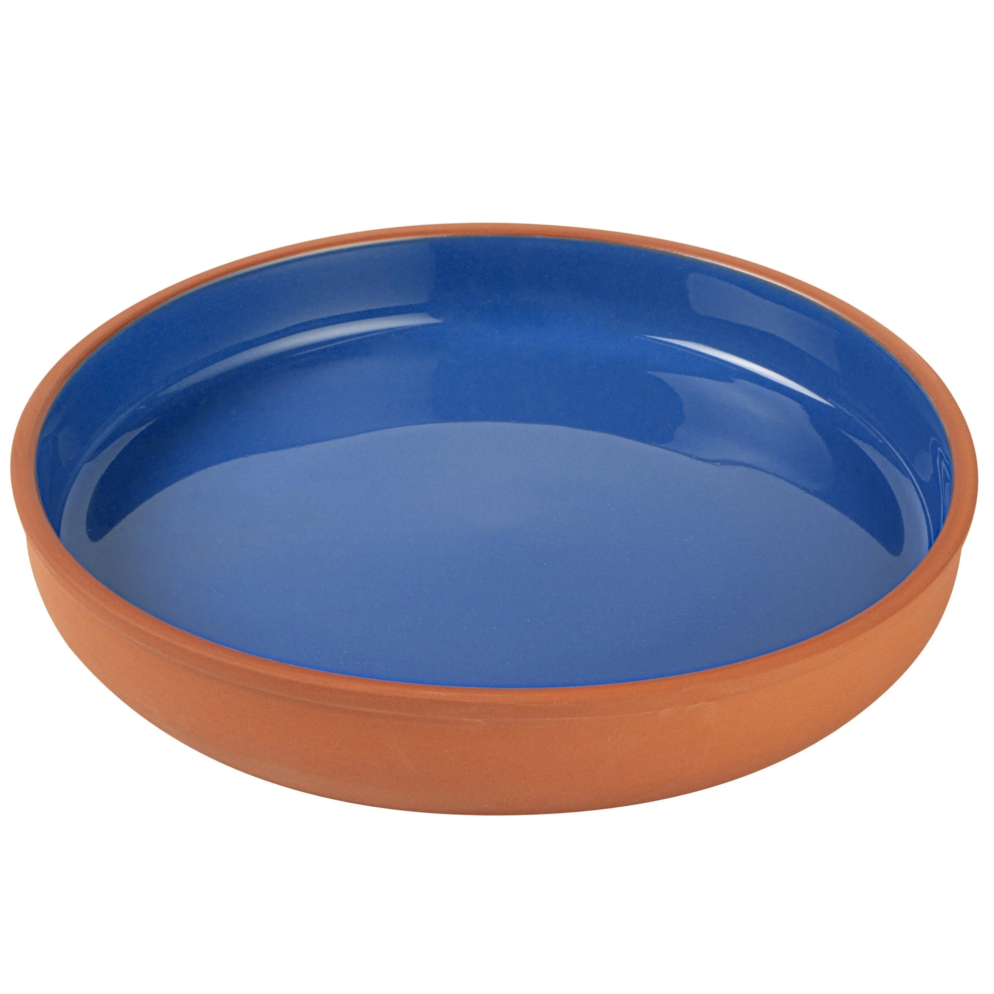 Bowls, Cazuela, Terra Tek 34 Ounce, Terracotta, Blue Glazed Interior, 9.25 x 9.25 x 1.50 Inch, Oven-Safe,2 - 5 COUNT