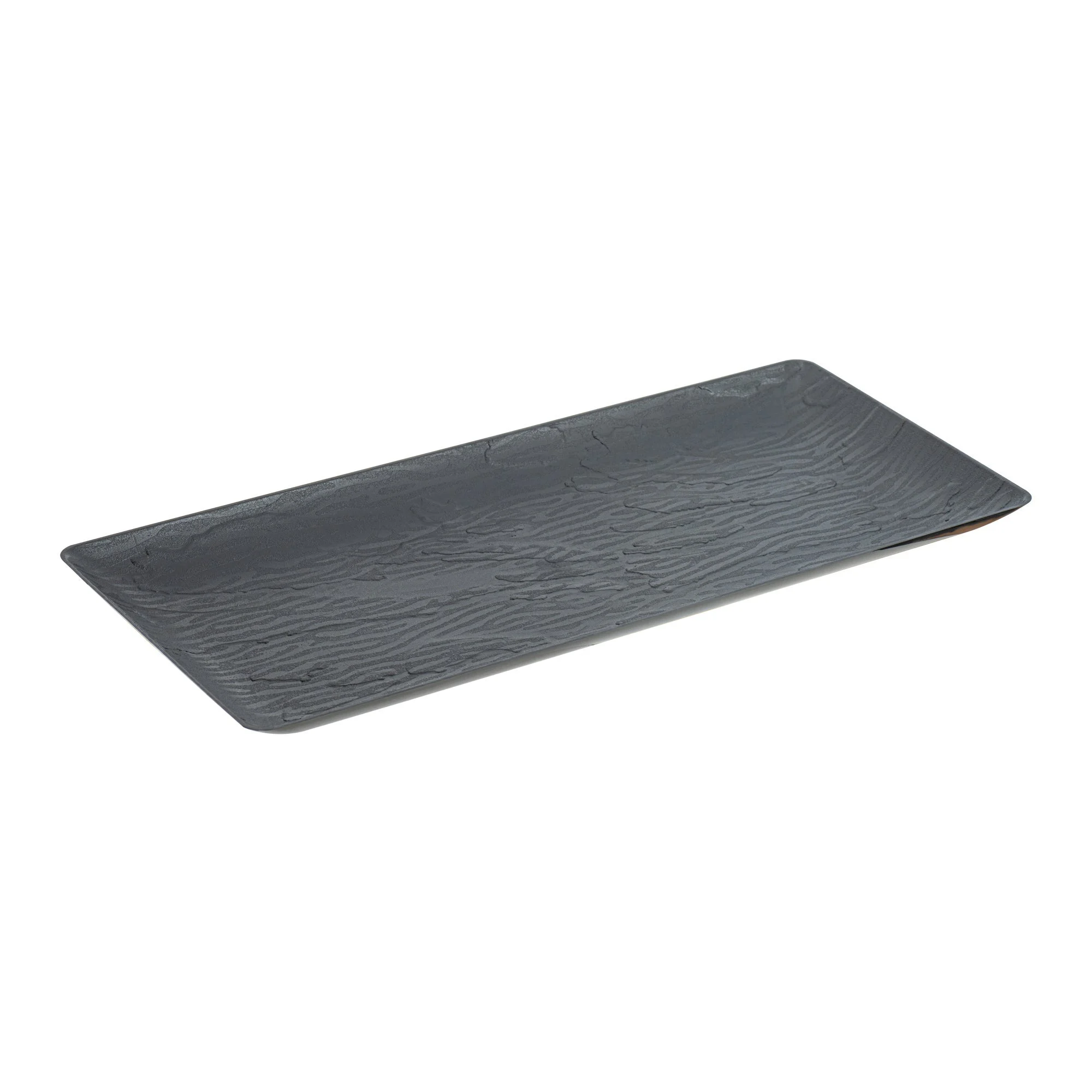 Plates, Maxi Serve 14.25 x 6.25 Inch, Plastic, Matte Black, Rectangular,4 - 25 COUNT