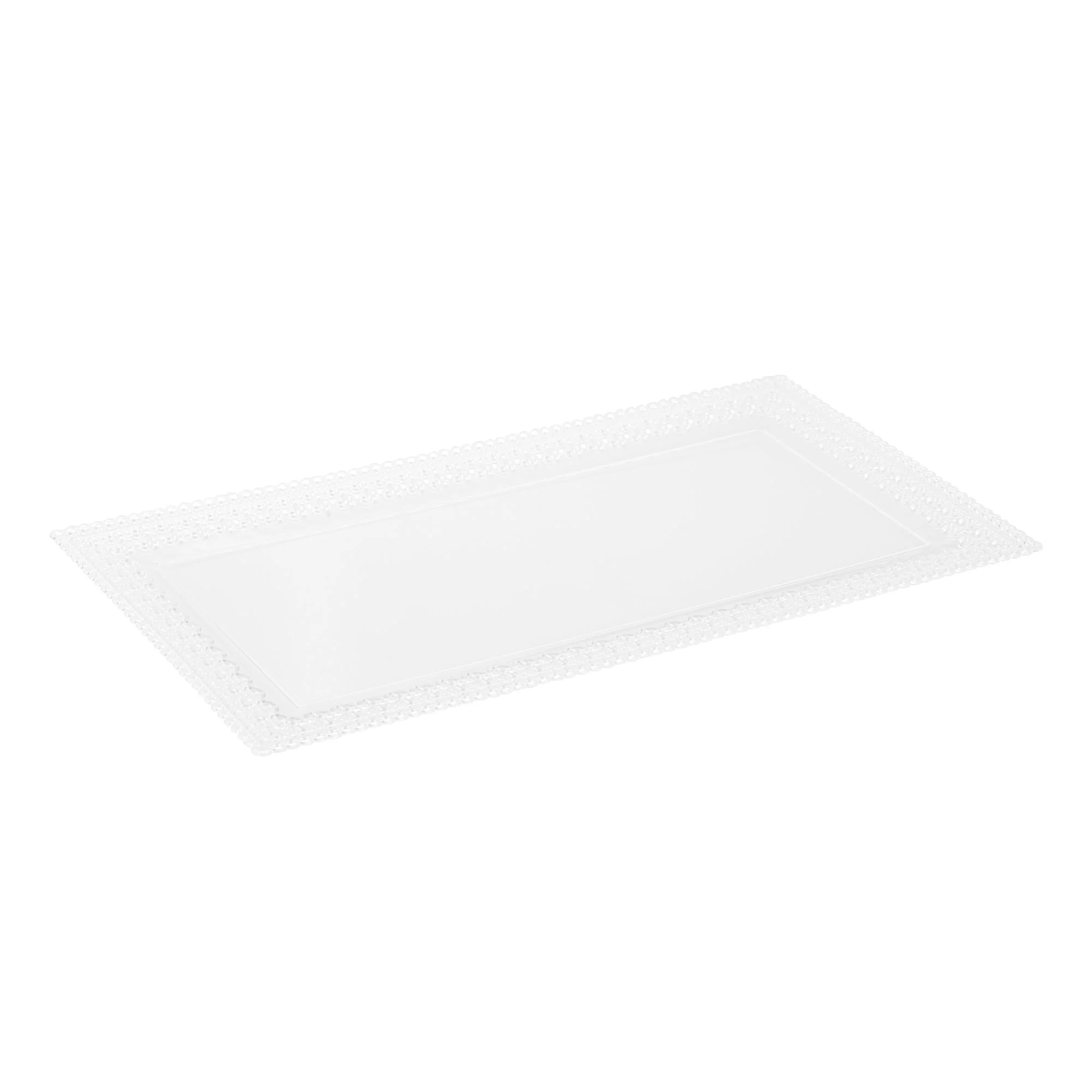 Plates, Maxi Serve 17 x 9 Inch, Plastic, Clear, with Lace Rim, Rectangular,4 - 25 COUNT