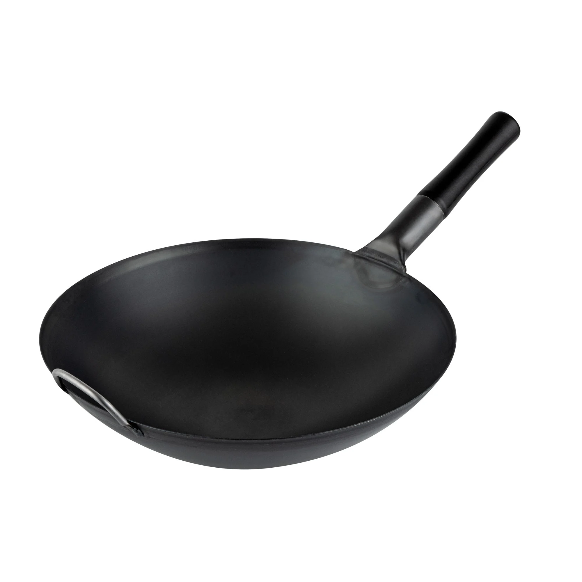 Pan, Fry, Motomori 14 Inch, Pre-Seasoned, Carbon Steel, Black, Round Bottom, Wood Handle,10 - 1 EACH