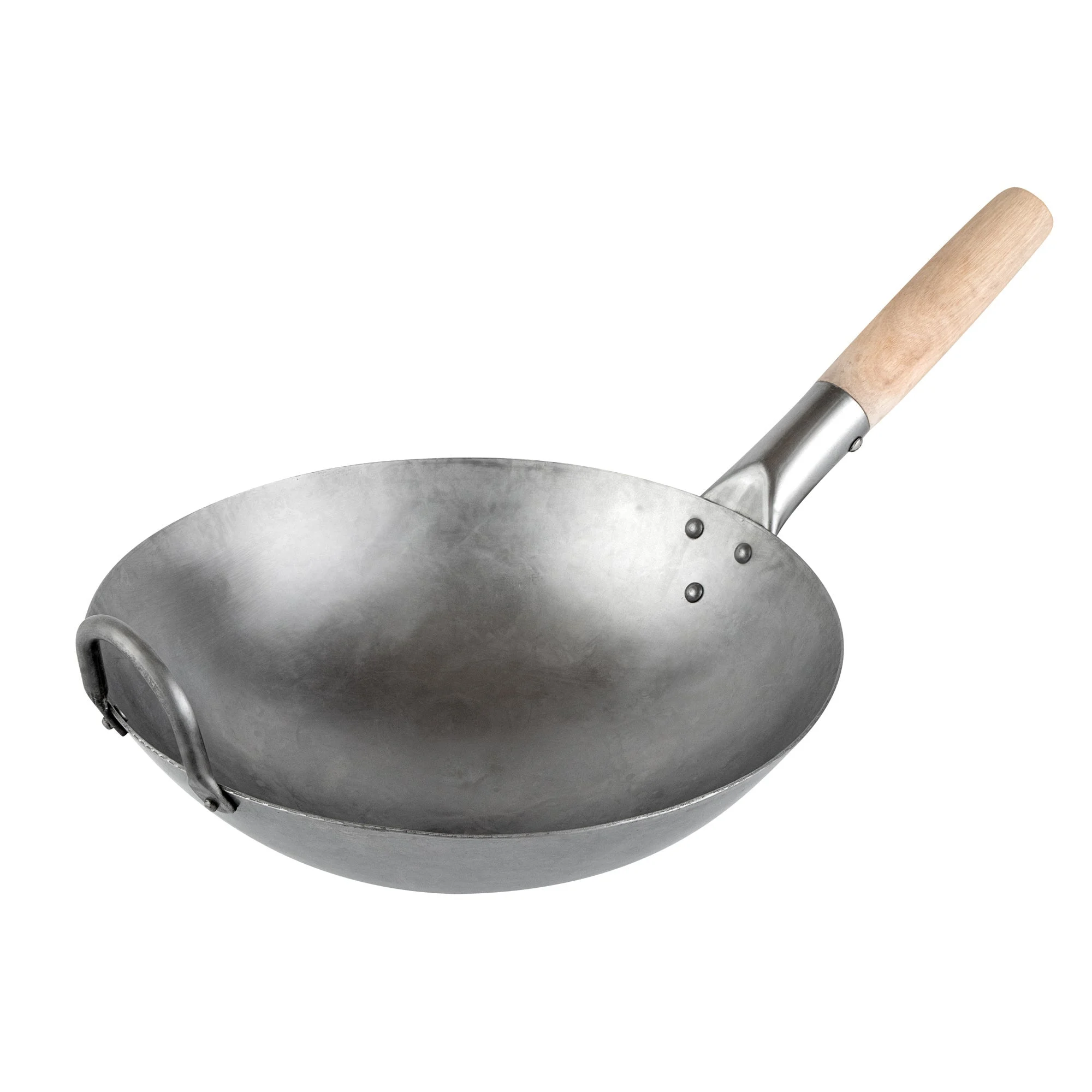 Pan, Fry, Motomori 12 Inch, Carbon Steel, Round Bottom, Hammered Finish, Wood Handle,10 - 1 EACH