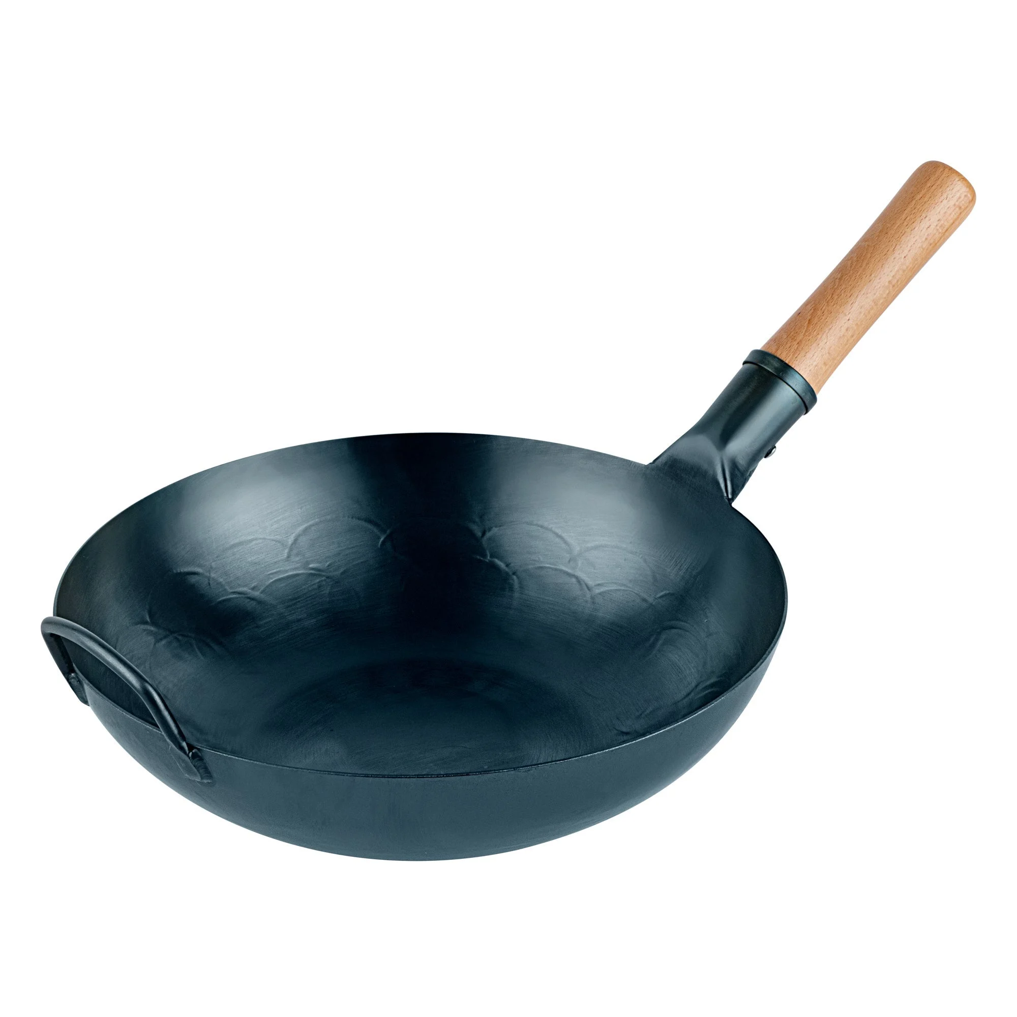Pan, Fry, Motomori 12 Inch, Pre-Seasoned, Carbon Steel, Blue, Flat Bottom, Hammered Finish, Wood Handle,10 - 1 EACH