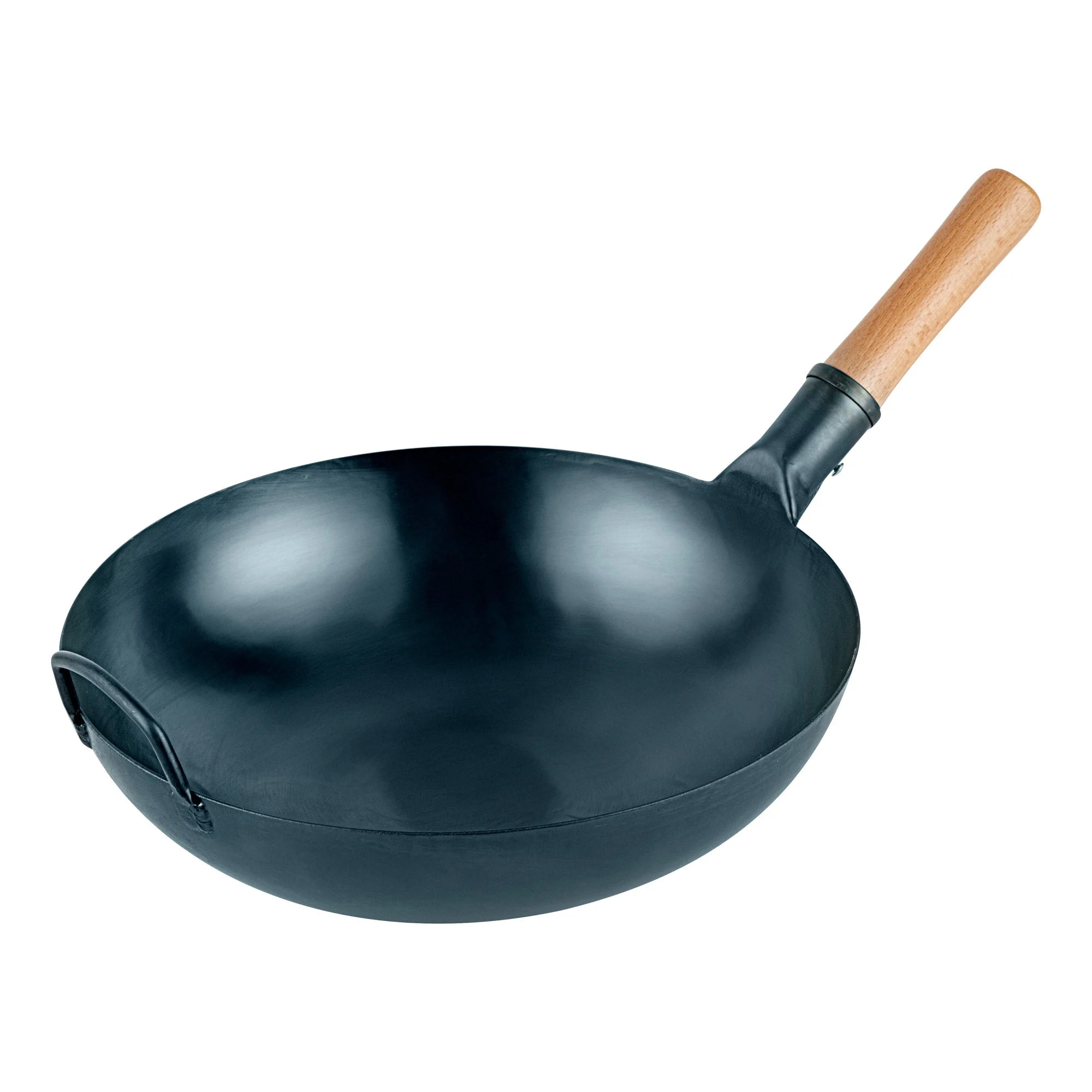 Pan, Fry, Motomori 14 Inch, Pre-Seasoned, Carbon Steel, Blue, Flat Bottom, Hammered Finish, Wood Handle,1 - 1 EACH