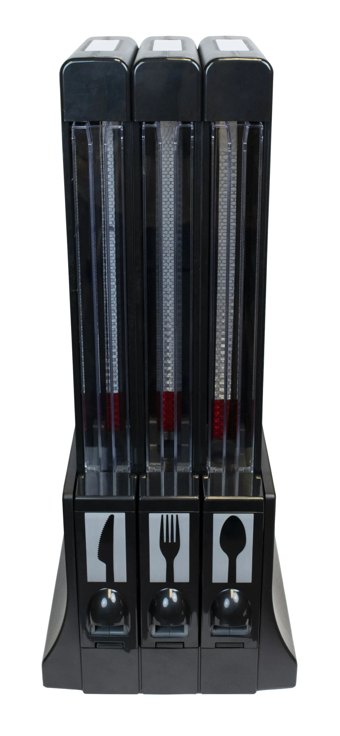 Cutlery Dispenser, Touchless, Black & Clear Plastic, Knife/Fork/Spoon, 10.13 x 10.25 x 24.25 Inch, Compatible with MAXSTAX Cutlery,1 - 1 EACH