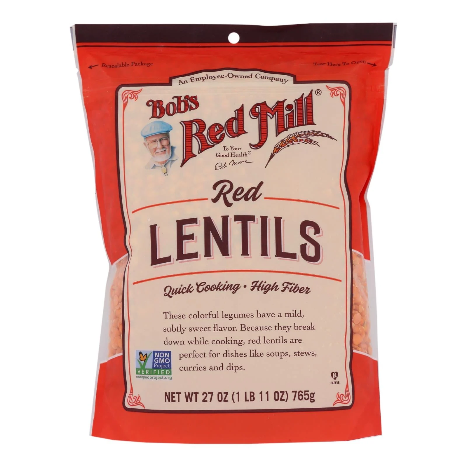 Lentils, Red, Dried, Resealable Package,4 - 27 OUNCE