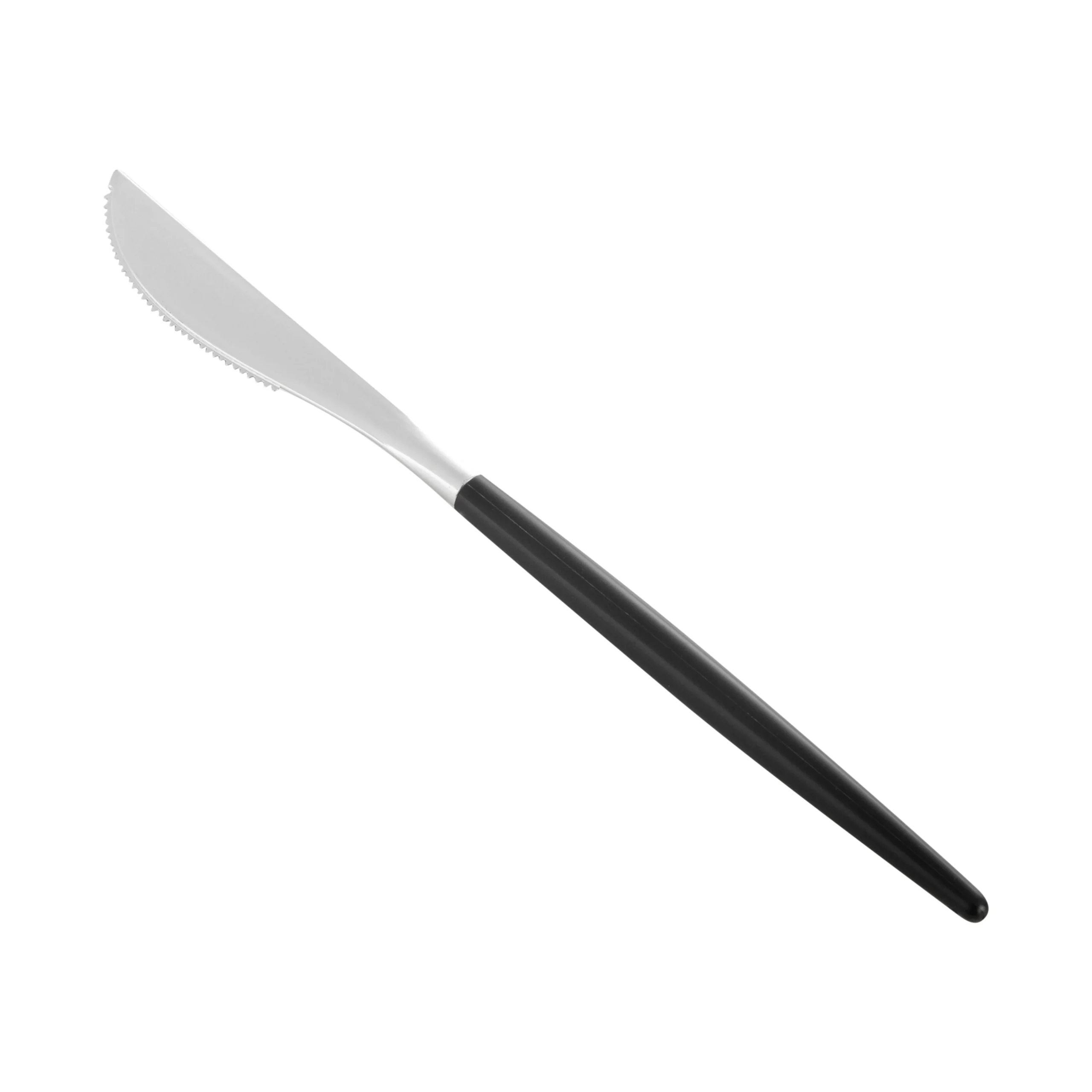 Knives, Moderna, Plastic, Silver, Black Handle, 7.75 Inch,10 - 50 COUNT