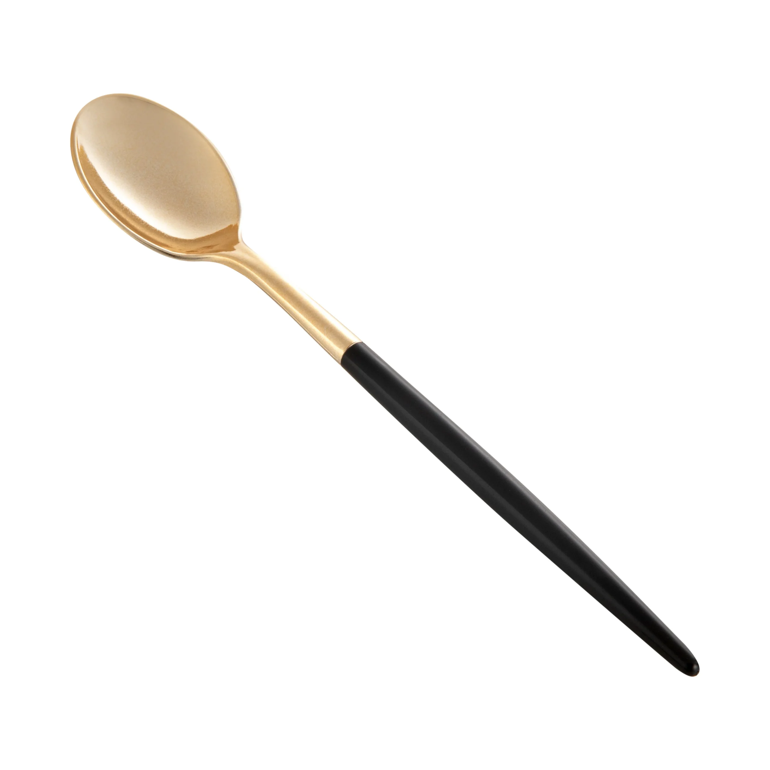 Spoon, Moderna, Plastic, Gold, Black Handle, 7.75 Inch,10 - 50 COUNT