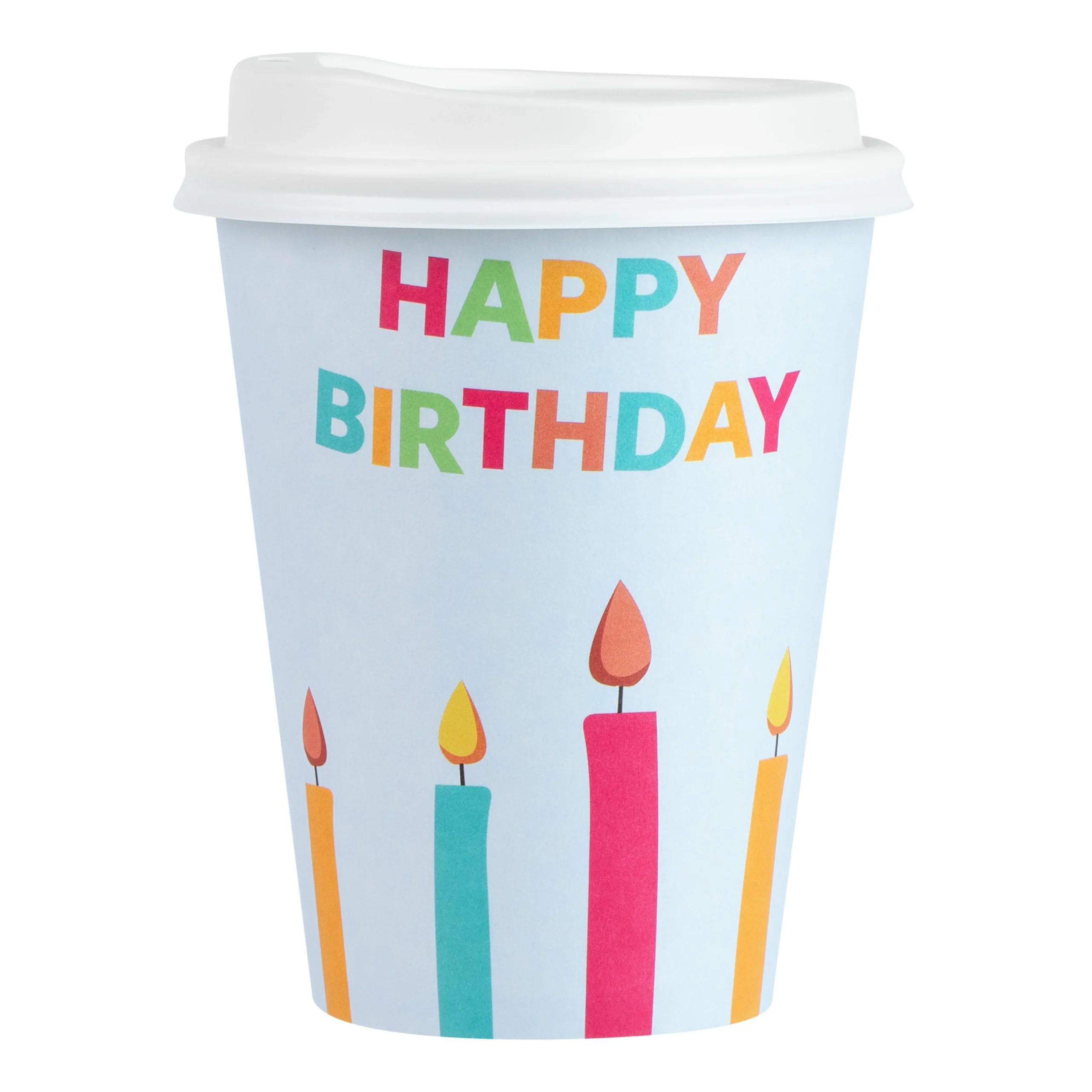 Cup, Hot, Restpresso 12 Ounce, Paper, Happy Birthday Print, 3.50 x 4.75 Inch, includes White Lid,20 - 20 COUNT