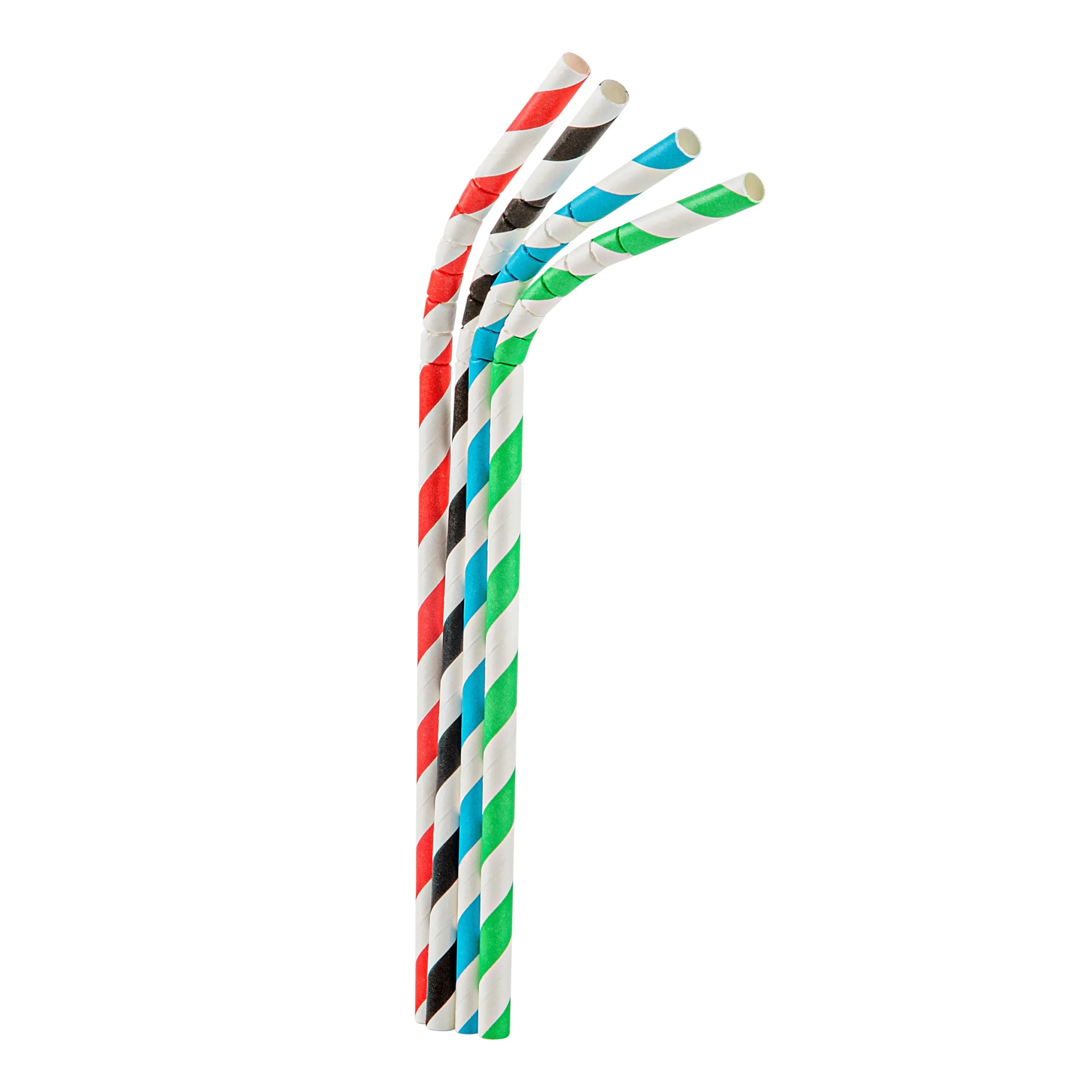 Straws, Bendable, Basic Nature, Paper, Assorted, 7.75 Inch, 6 Millimeter Diameter, Unwrapped,10 - 100 COUNT
