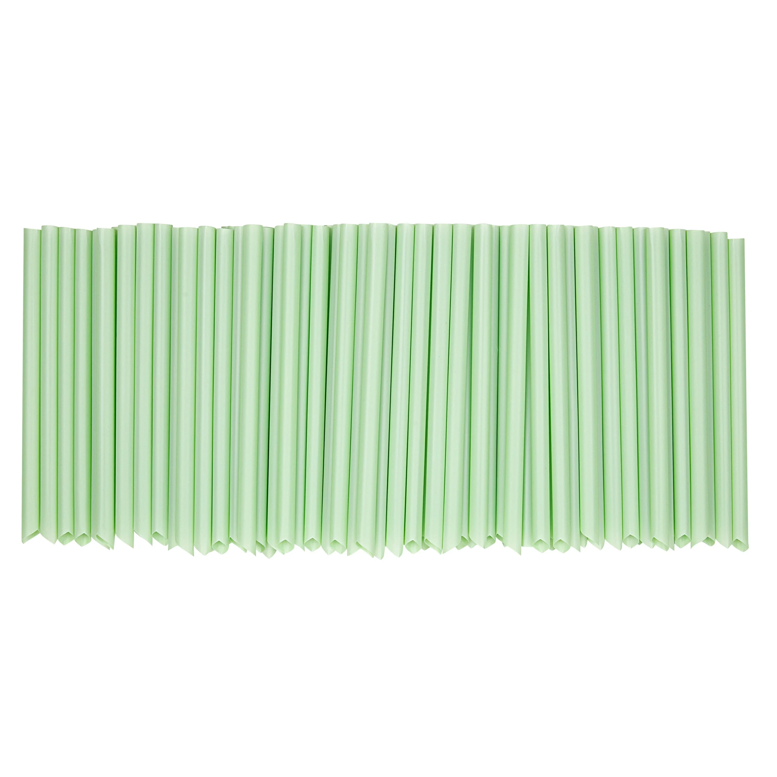 Straws, Basic Nature, Plastic, Green, Pointed, 9 Inch, Extra Wide, Unwrapped, PLA,10 - 100 COUNT