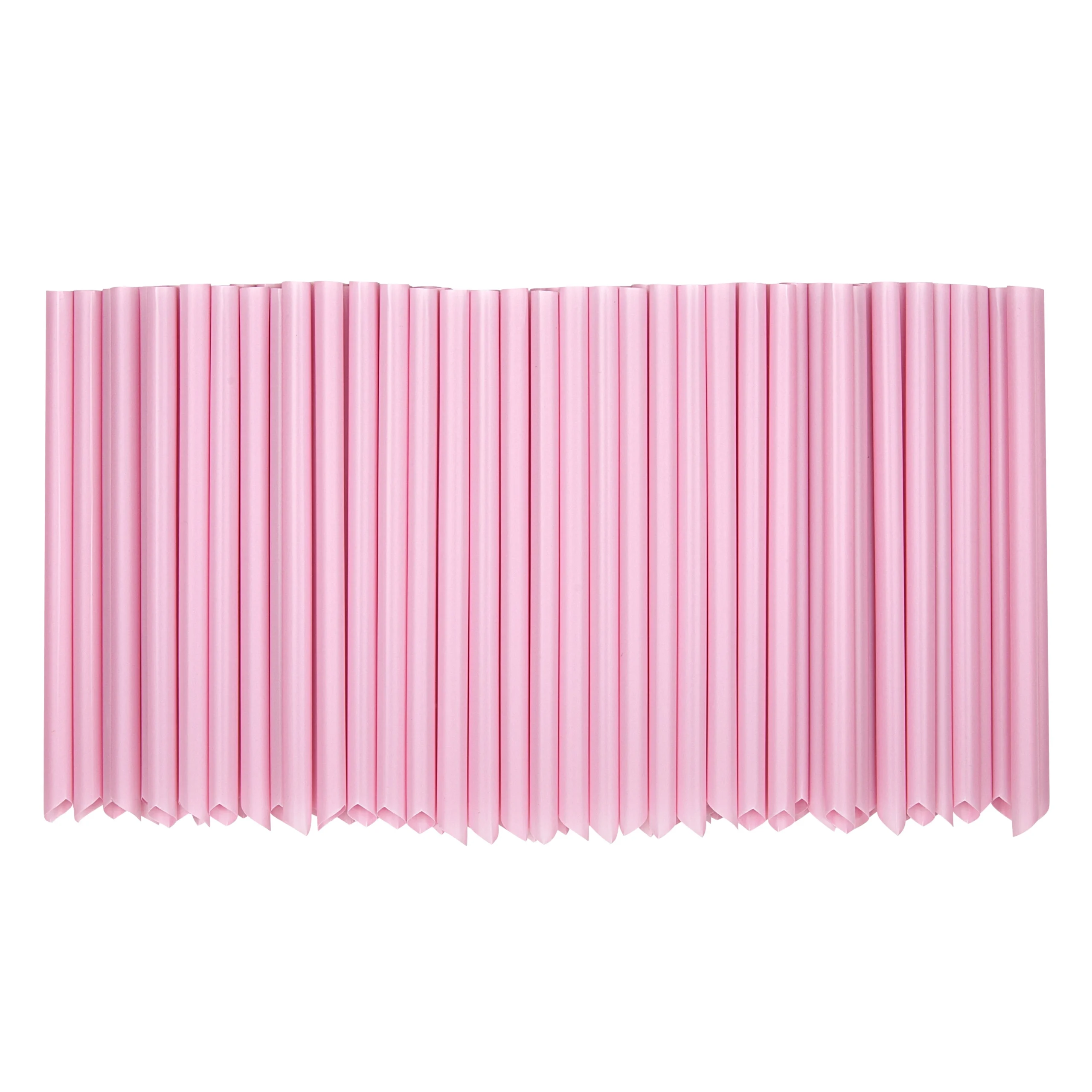 Straws, Basic Nature, Plastic, Pink, Pointed, 9 Inch, Extra Wide, Unwrapped, PLA,10 - 100 COUNT