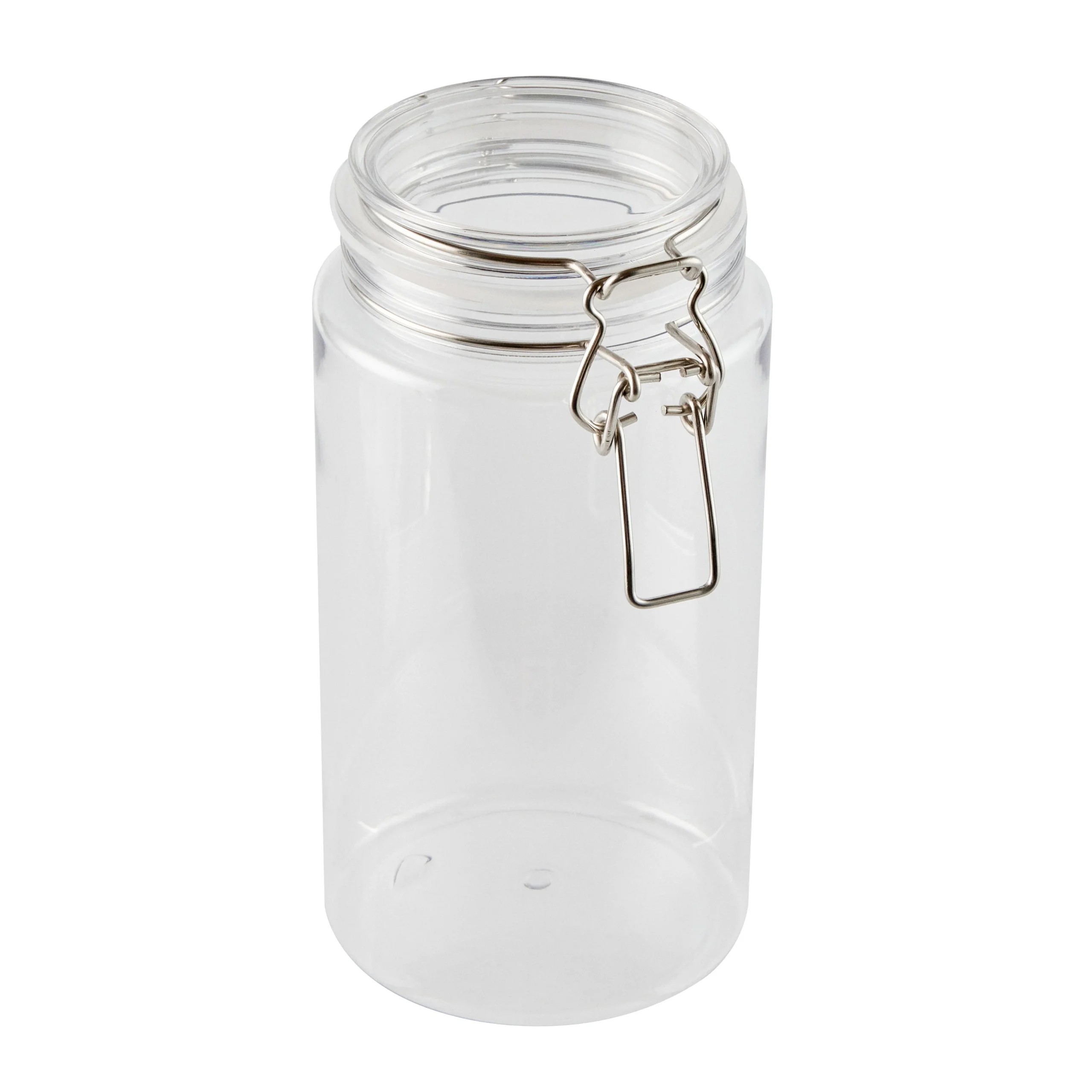 Jars, Storage, Met Lux 51 Ounce, Plastic, Clear, Round, 4.25 x 4.25 x 8.25 Inch, Hinged Lid,10 - 2 COUNT