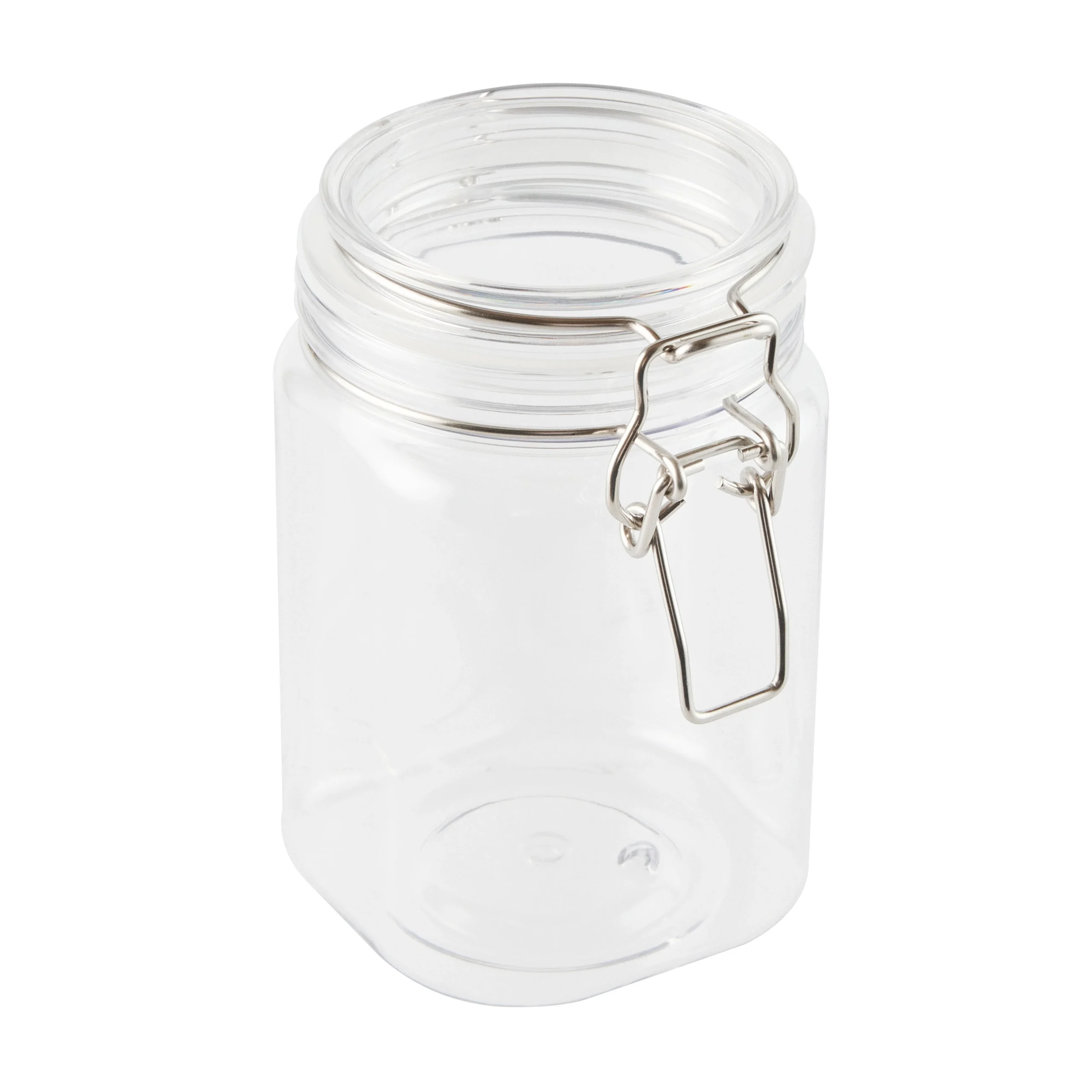 Jars, Storage, Met Lux 29 Ounce, Plastic, Clear, Square, 3.75 x 3.75 x 6 Inch, Hinged Lid,10 - 2 COUNT