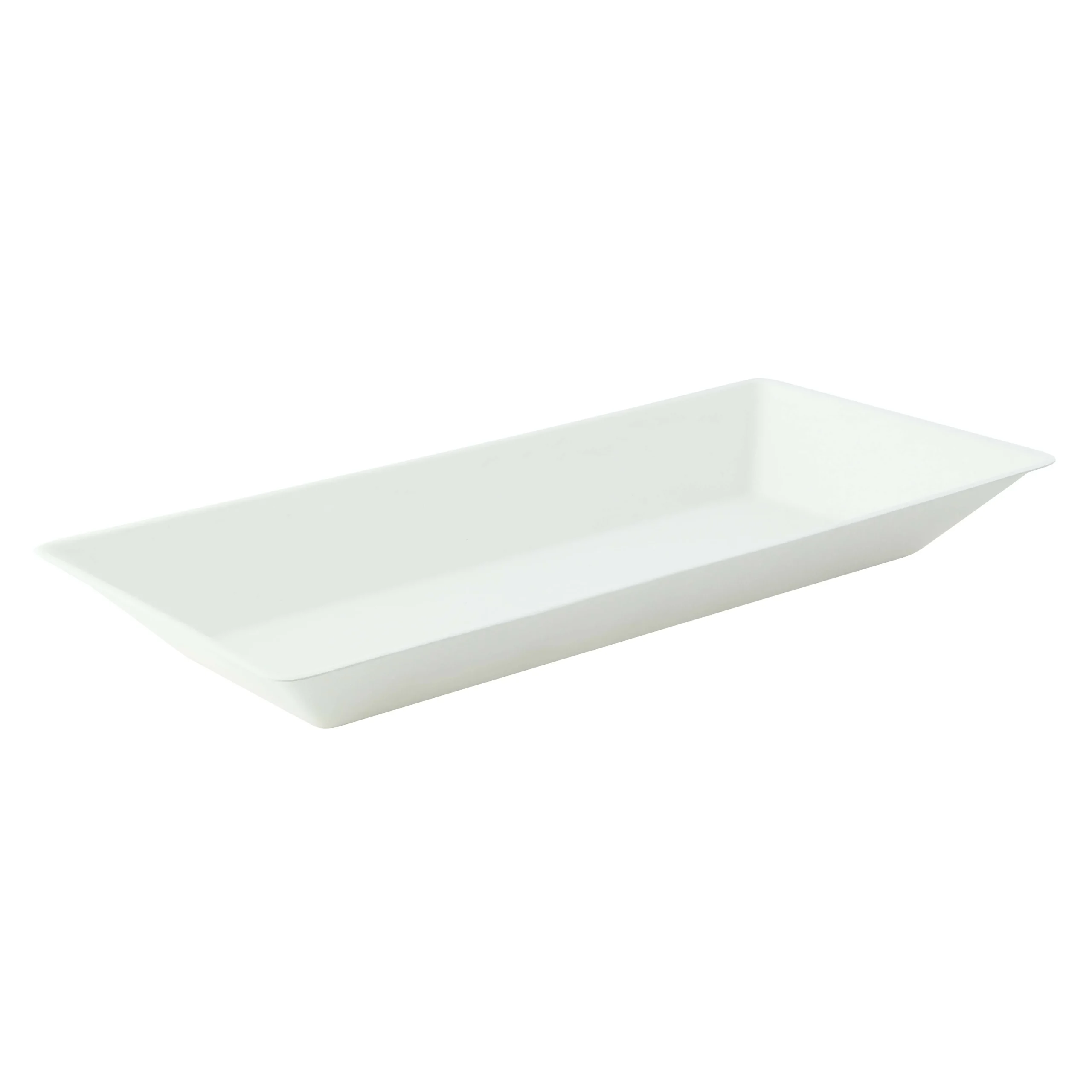 Plates, Sugarcane, 10.24 x 5.12 Inch, White, Rectangular,10 - 50 COUNT