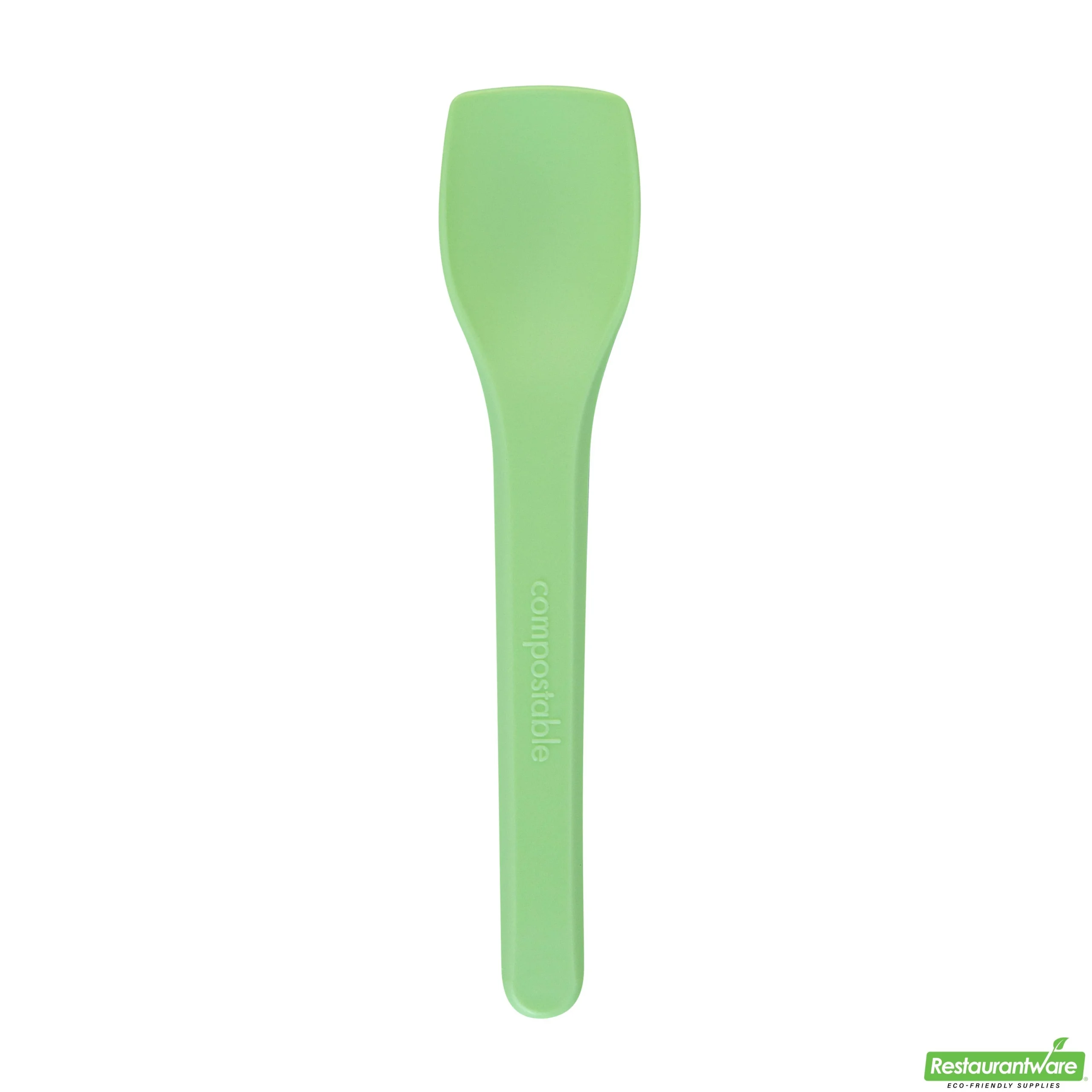Spoons, Ice Cream, Basic Nature, Plastic, Green, 4 Inch, Heat-Resistant, CPLA,10 - 100 COUNT