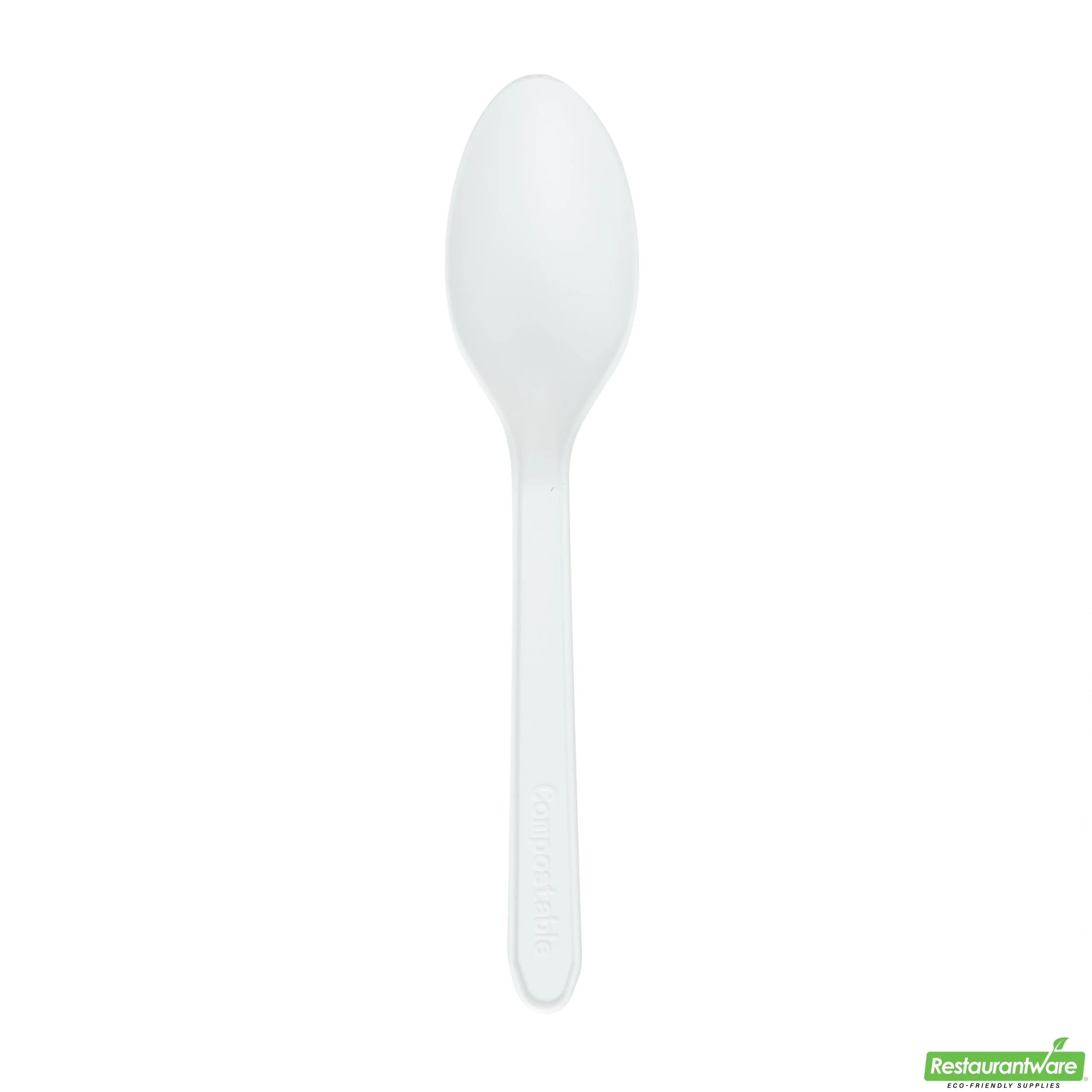 Spoons, Dessert, Basic Nature, Plastic, White, 5 Inch, Heat-Resistant, CPLA,100 - 1 EACH