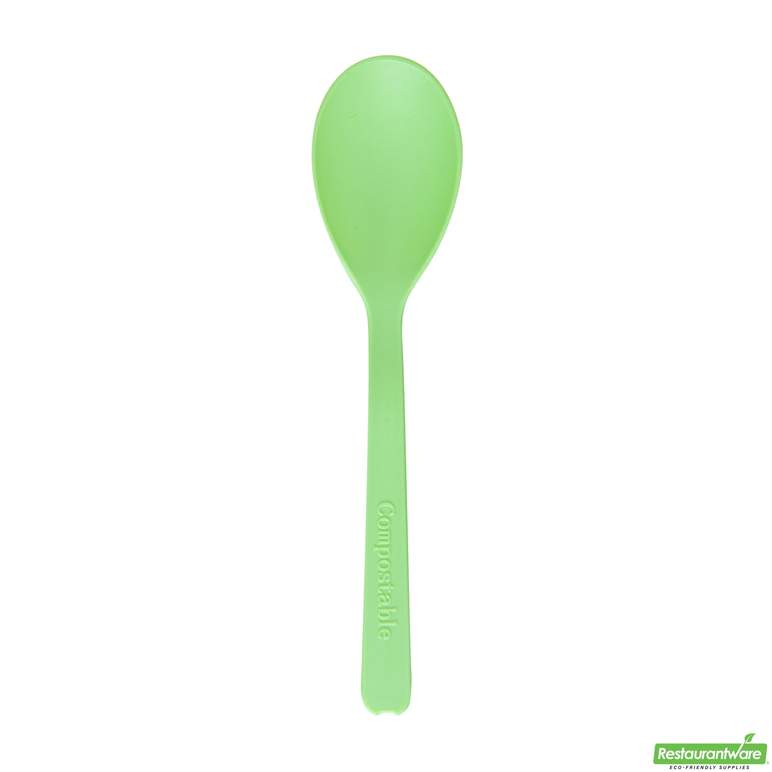 Spoons, Mini, Basic Nature, Plastic, Green, 4 Inch, Heat-Resistant, CPLA,10 - 100 COUNT