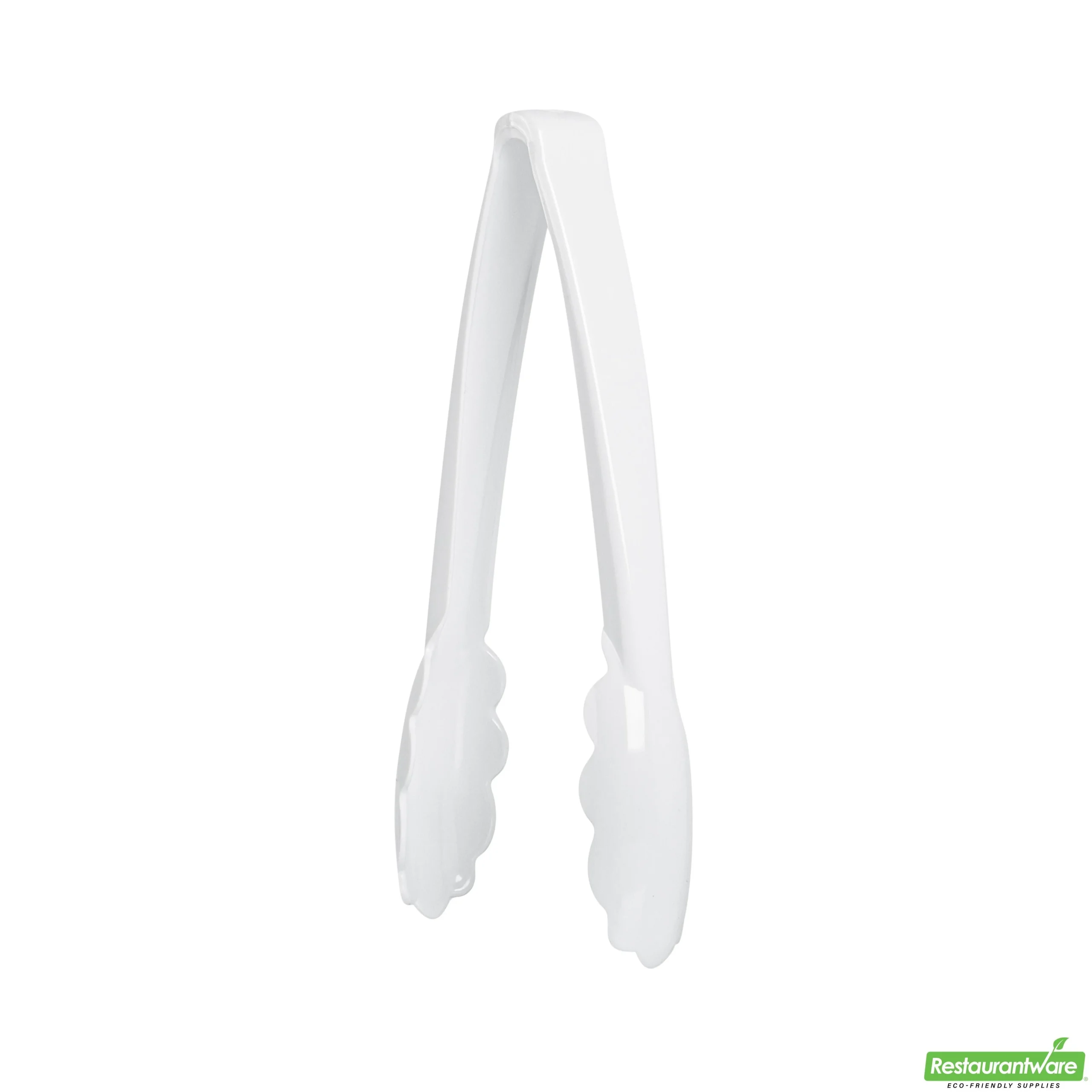Tongs, Scalloped, Cater Tek Heavy-Duty, 7.50 Inch, Plastic, White,10 - 10 COUNT