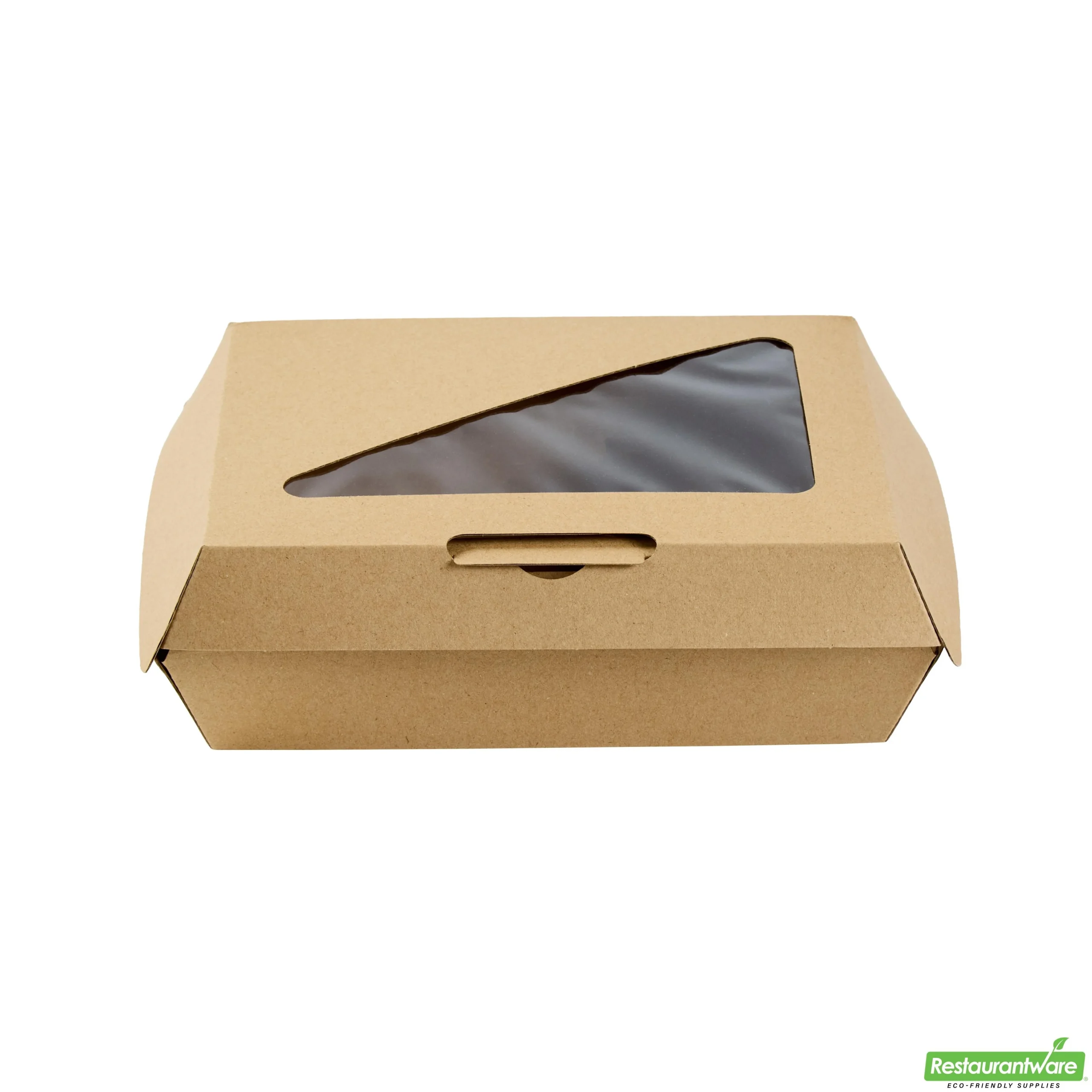 Containers, Eco Tek 7.25 x 6 x 2.75 Inch, Paper, Kraft, Rectangular, with PLA Window, Clamshell,2 - 50 COUNT