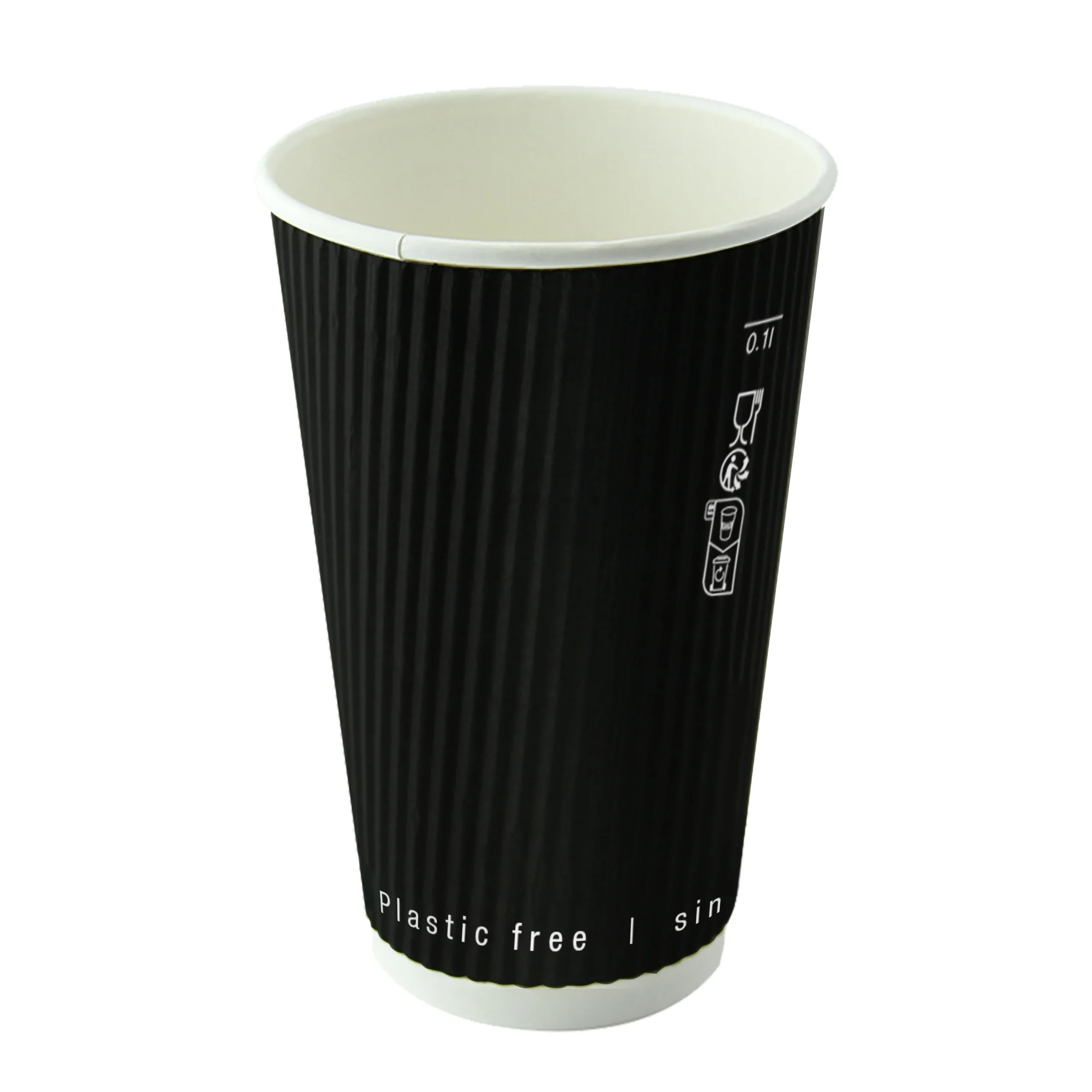 Cups, 20 Ounce, Paper, Black, Rippled-Wall,20 - 50 COUNT