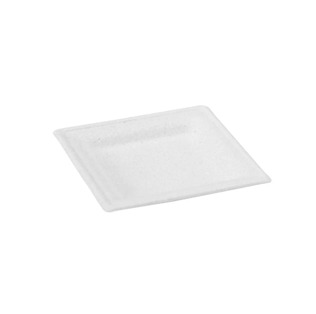 Plates, 6.2 x 6.2 Inch, Sugarcane, White, Square,4 - 50 COUNT