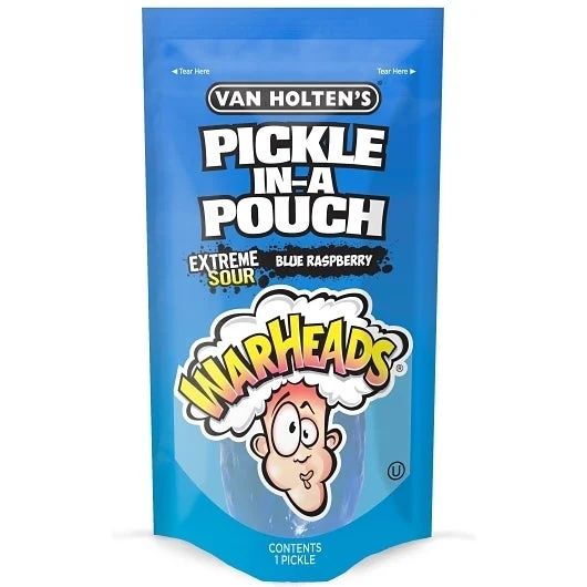 Pickles, Warheads Whole, Blue Raspberry Sour, Jumbo, Single-Serve Pouch,12 - 1 COUNT