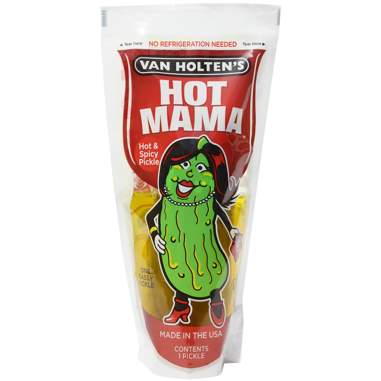 Pickles, Dill, Whole, Hot Mama, Single-Serve Pouch,12 - 1 COUNT