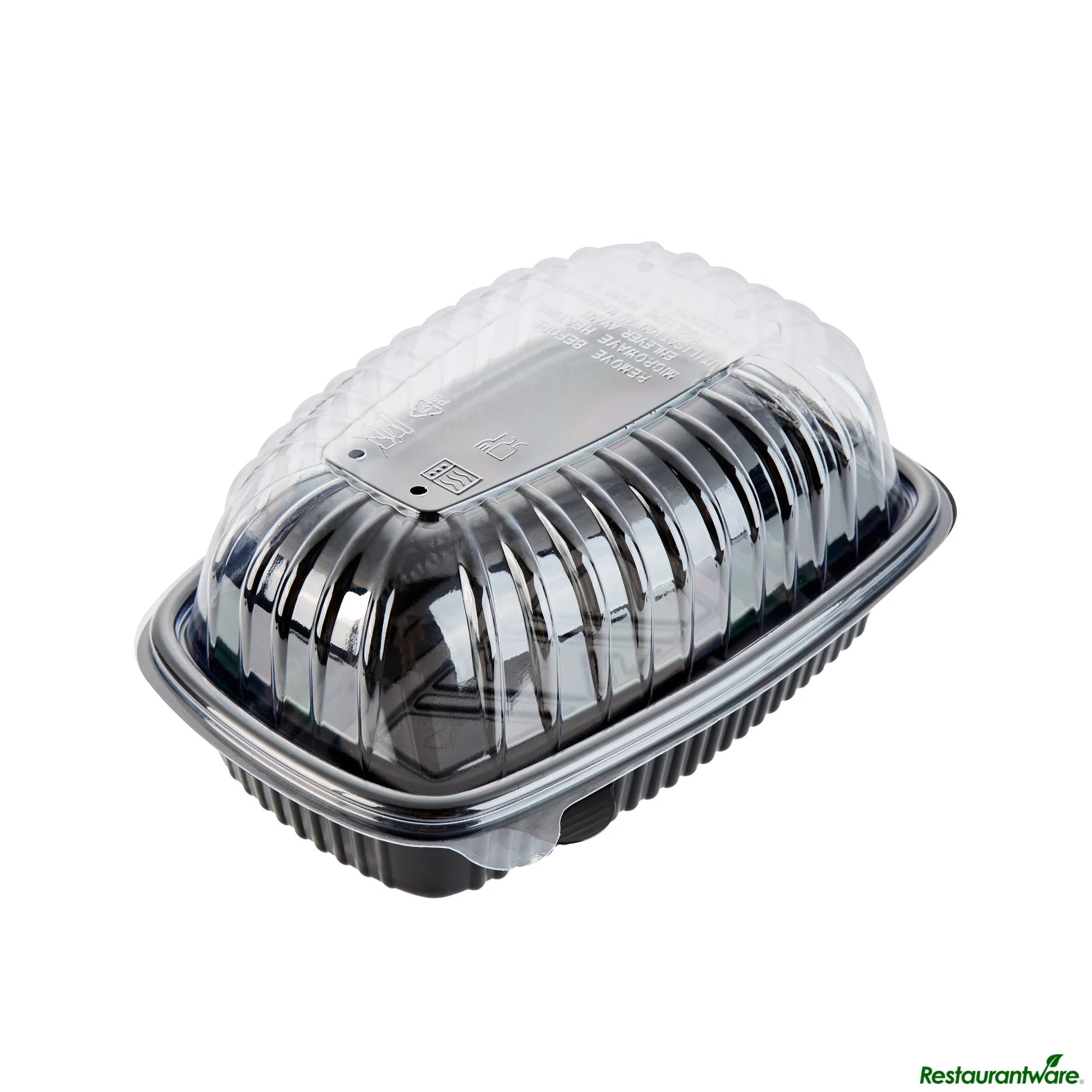 Containers, Chicken Roaster, RW Base 10 x 7.25 x 4.75 Inch, Microwavable Plastic, Black, includes Clear Dome Lid,50 - 1 EACH