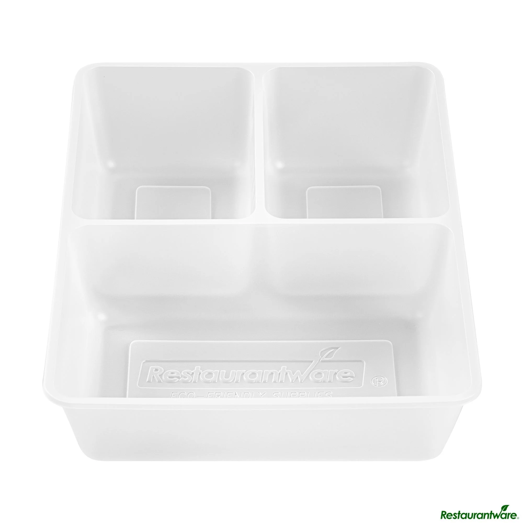 Tray Inserts, 3-Compartment, Bio Tek 40 Ounce, Microwavable Plastic, White, for Bio Take-Out Boxes,50 - 1 EACH