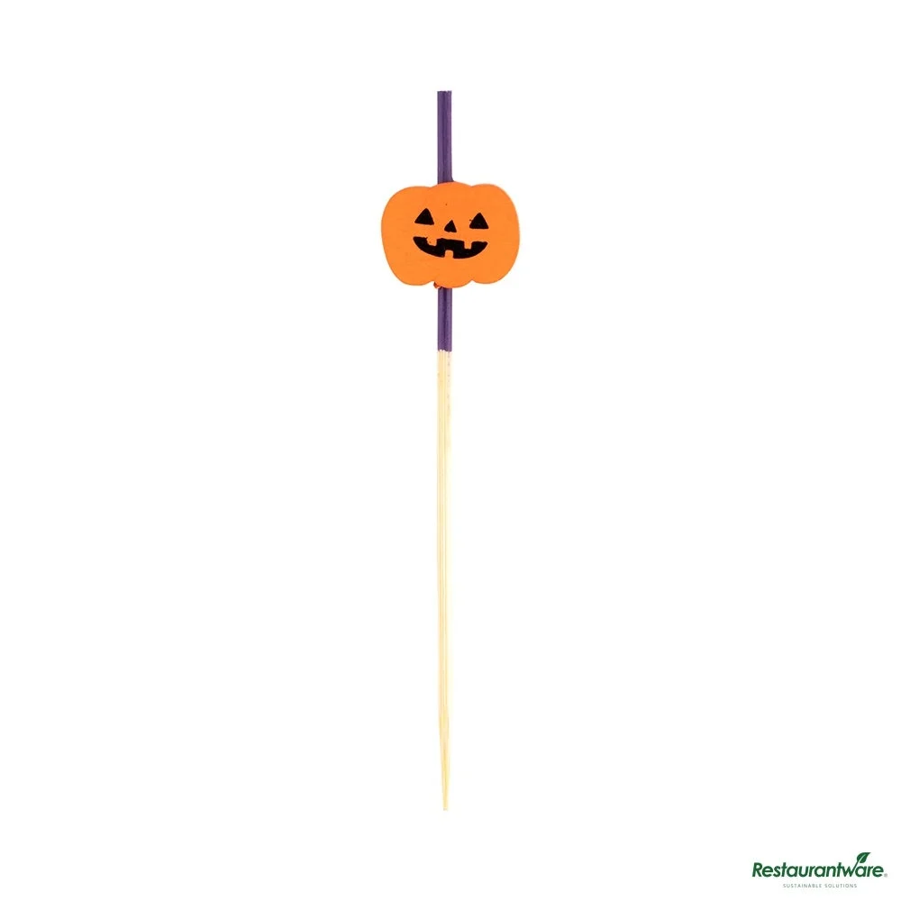 Skewers, Jack-o-lantern, 4 inch, Bamboo, Orange, 4 Linear Inch,1 - 1000 COUNT