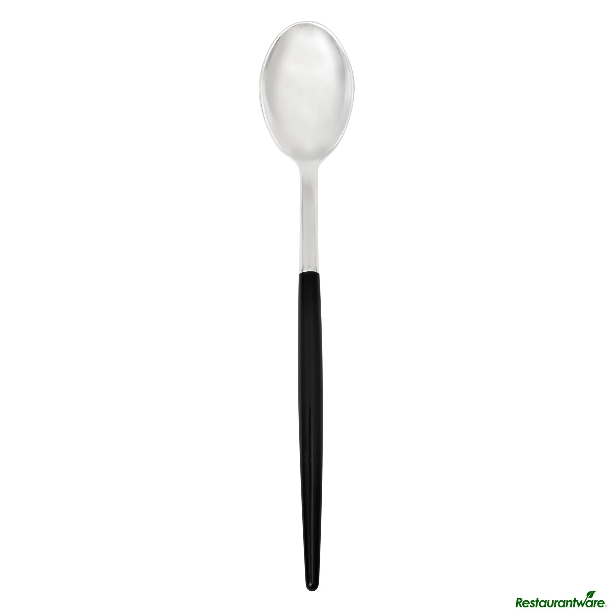 Spoons, Moderna 7.75 Inch, Plastic, Silver, Black Handle,50 - 1 EACH