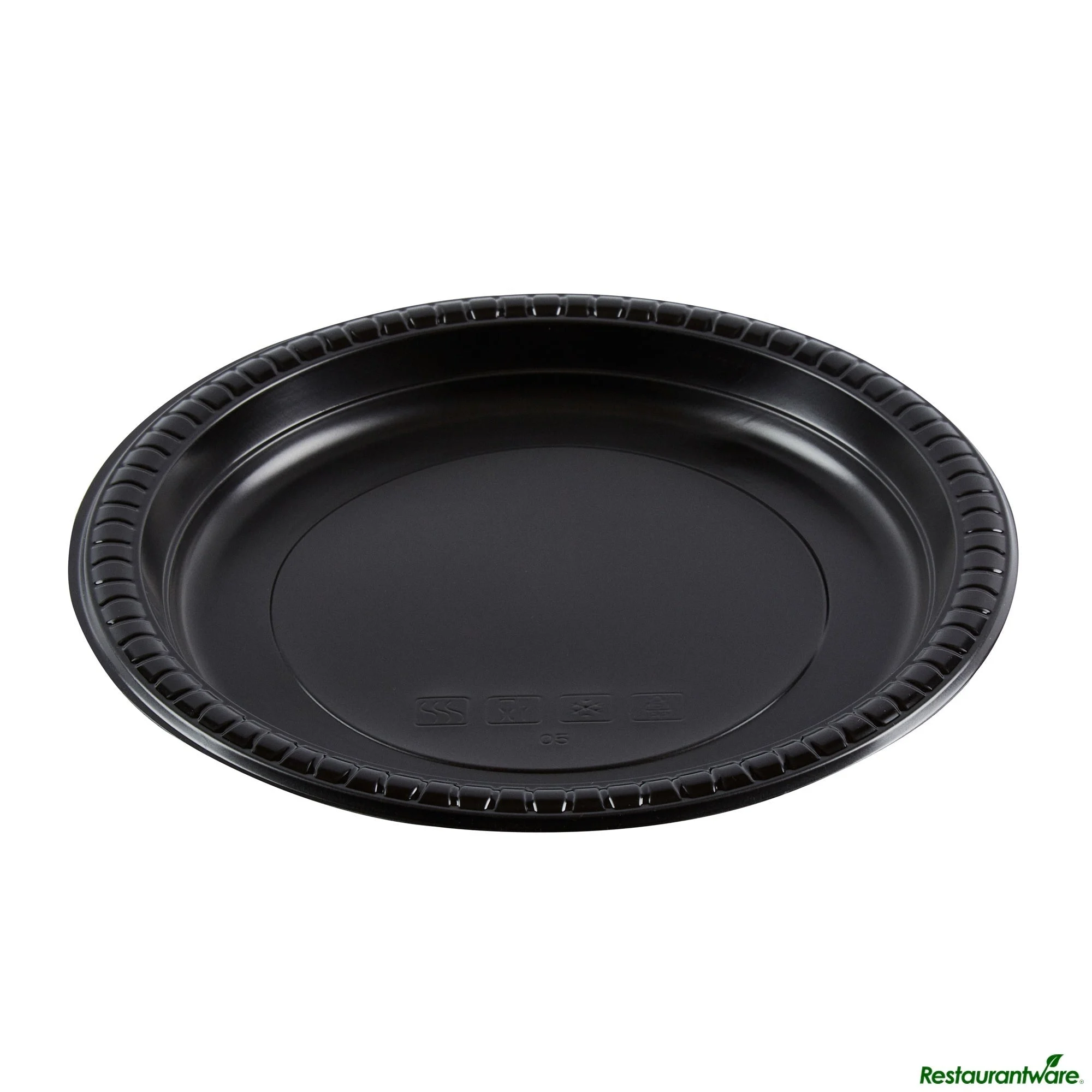 Plates, RW Base 9 x 9 x 0.75 Inch, Microwavable Plastic, Black, Round,50 - 1 EACH
