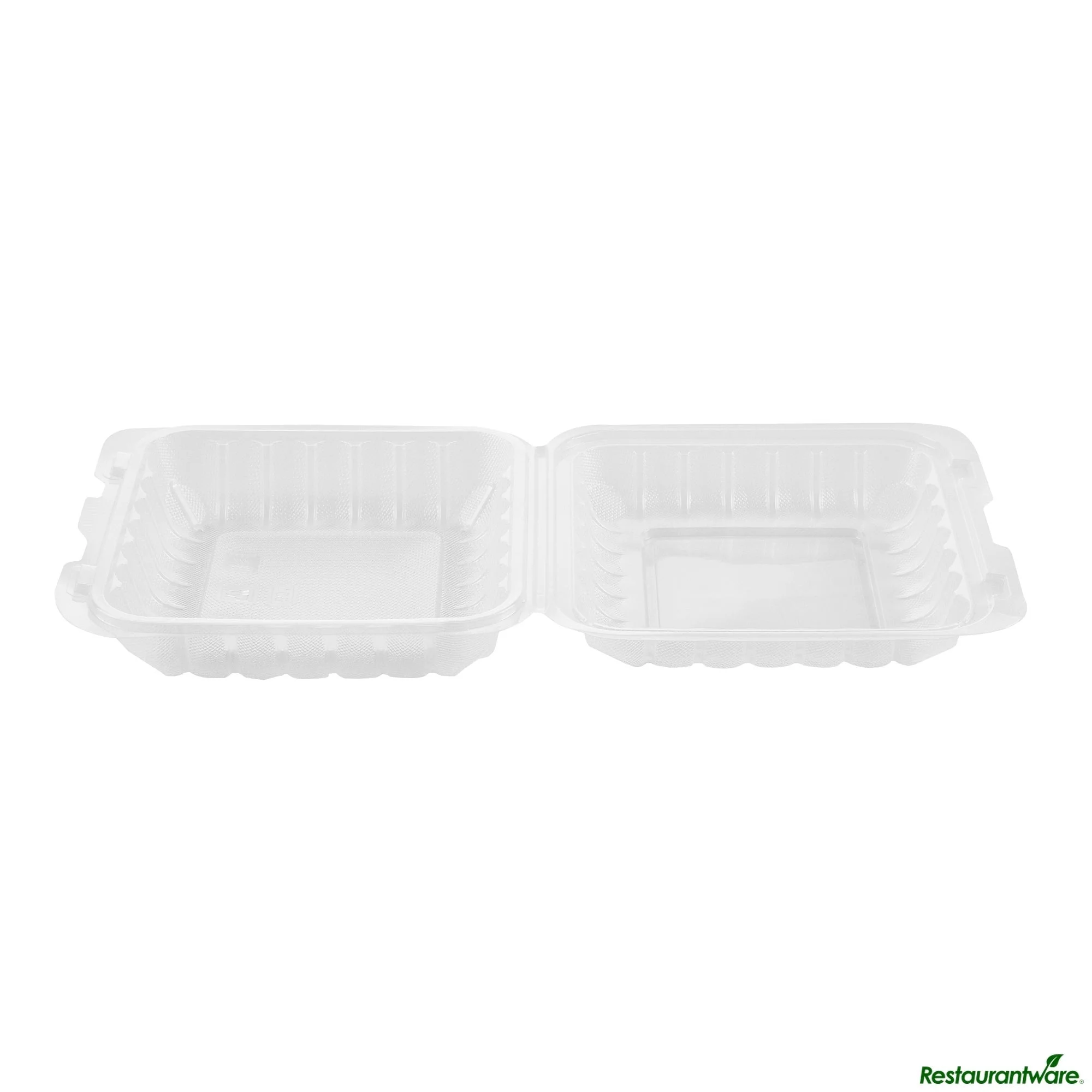 Containers, RW Base 34 Ounce, Microwavable Plastic, Clear, 8 x 8 x 3 Inch, Clamshell, Square,50 - 1 EACH