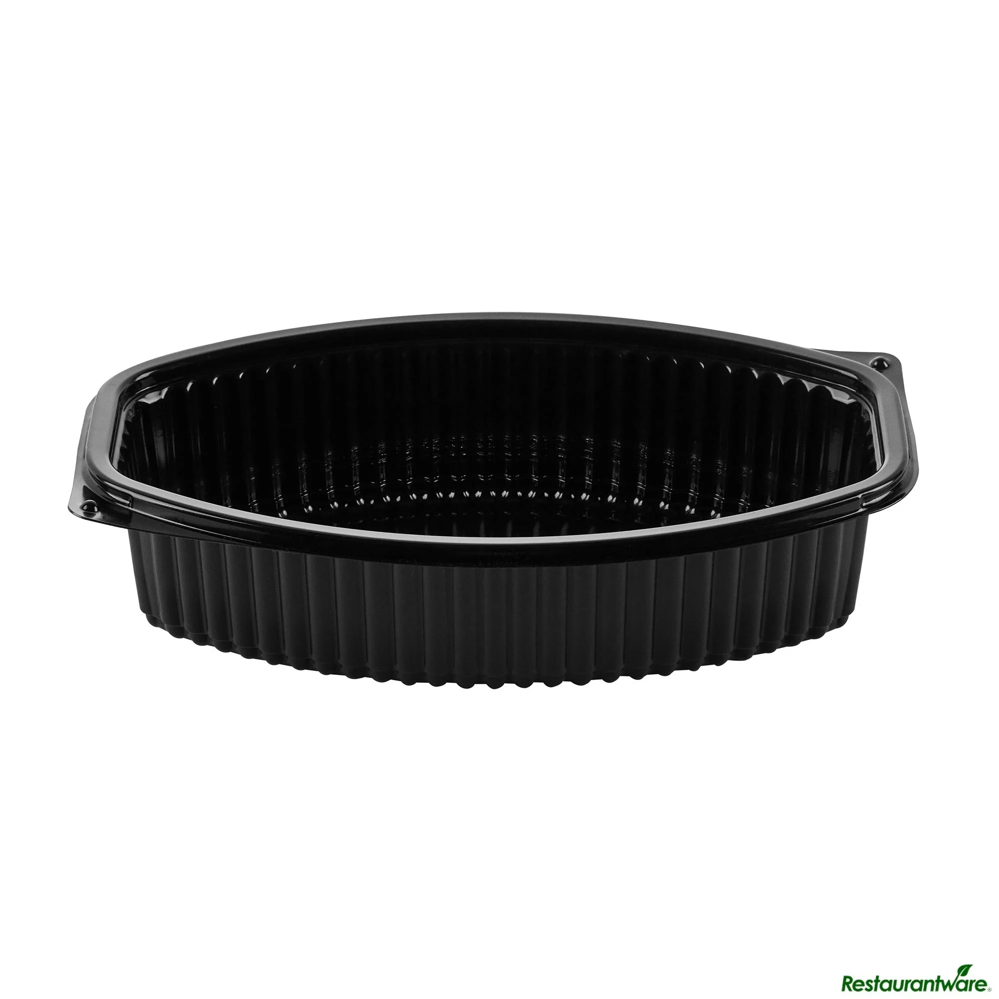 Containers, Food, RW Base 32 Ounce, Microwavable Plastic, Black, 9.25 x 5.75 x 3 Inch, Oval, Includes Clear Lid,50 - 1 EACH