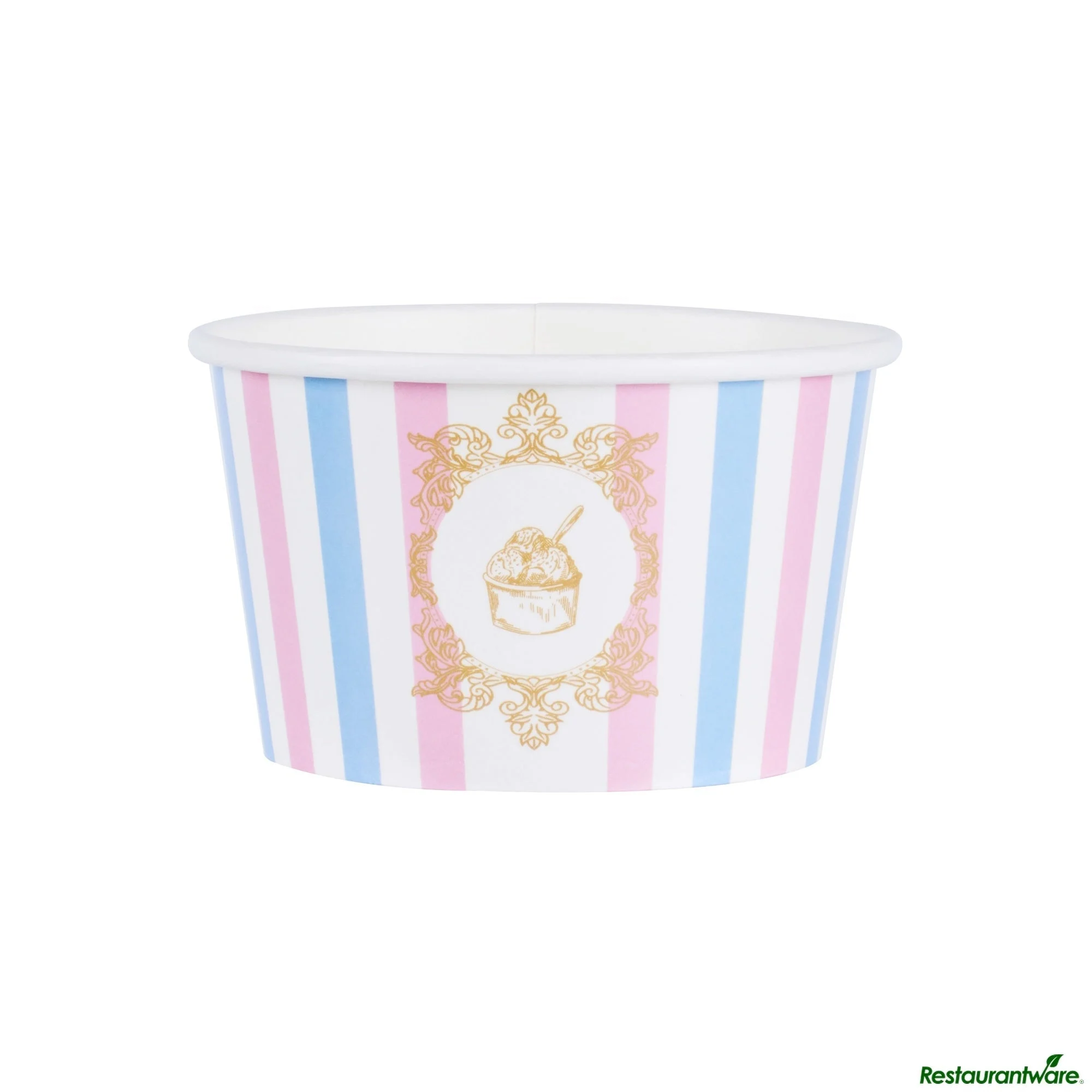 Cups, To-Go, Coppetta 8 Ounce, Paper, Pink & Blue Stripe, Round, 3.75 x 3.75 x 2.25 Inch,50 - 1 EACH
