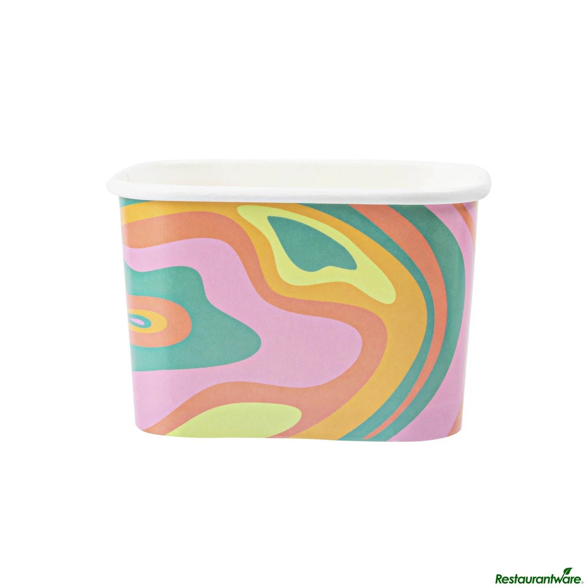 Cups, To-Go, Coppetta 12 Ounce, Paper, Psychedelic Sunrise, Square, 4.25 x 3.25 x 2.75 Inch,50 - 1 EACH