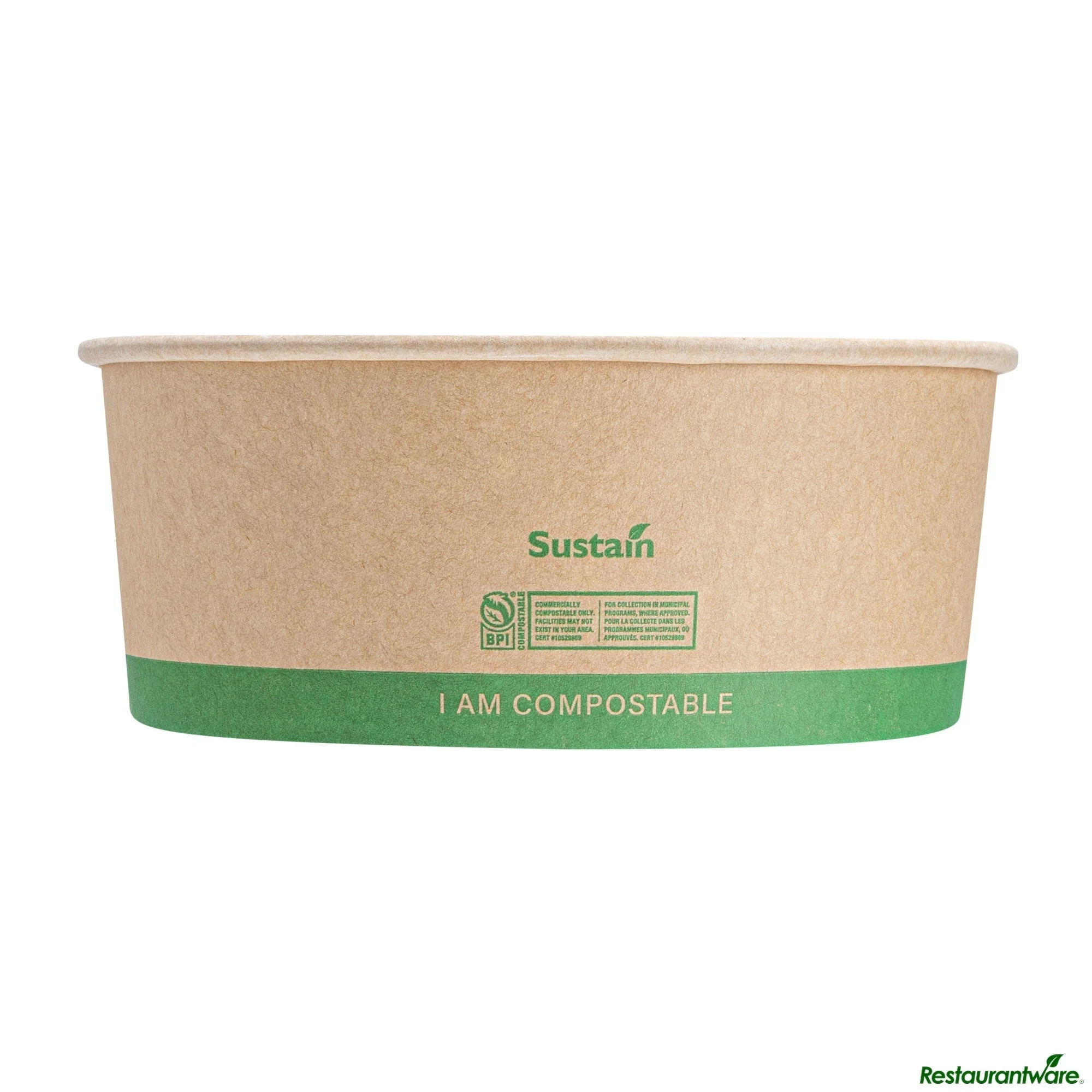 Containers, Take-Out, 37 Ounce, Paper, Kraft, Round, 6.5 x 6.5 x 2.5 Inch, Compostable,50 - 1 EACH
