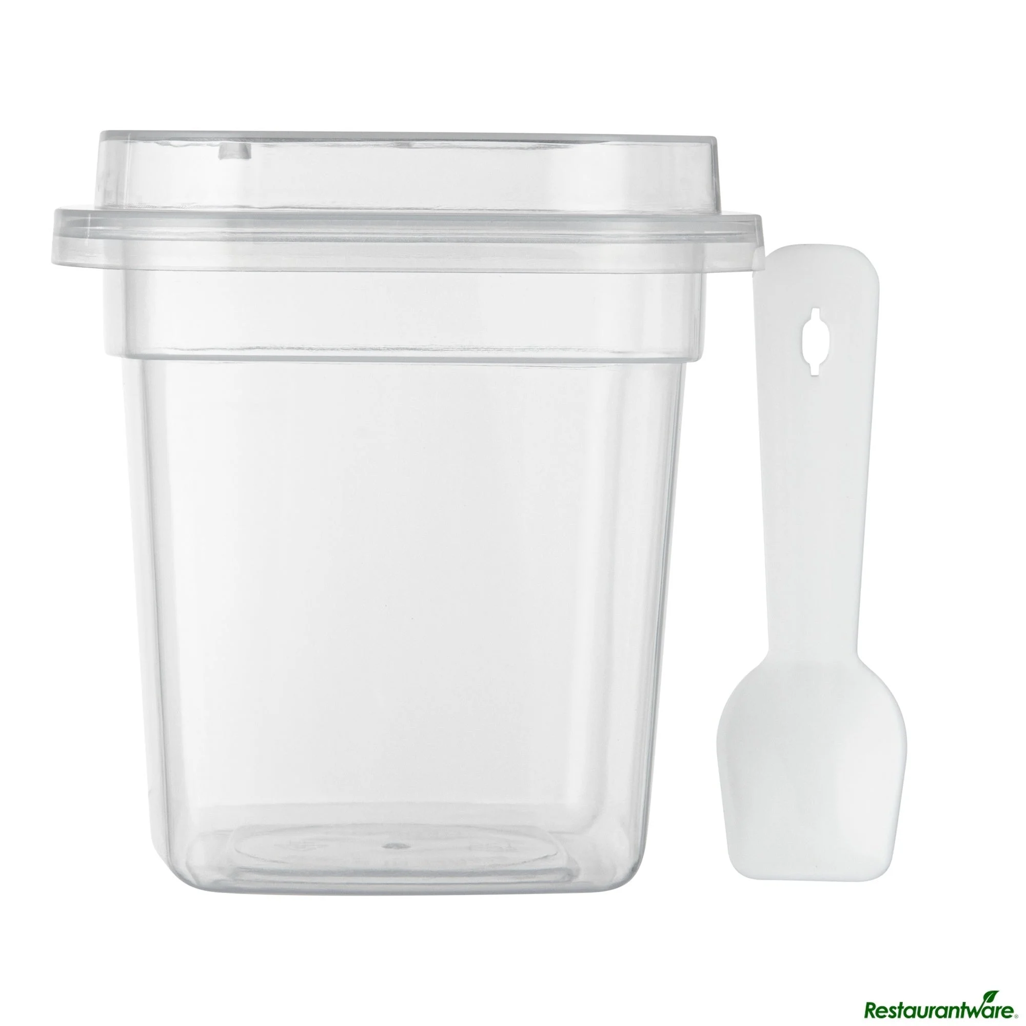 Cups, Dessert, 7 Ounce, Plastic, Clear, Square, 3.25 x 3.25 x 3.5 Inch, with Lid & Spoon,4 - 25 COUNT