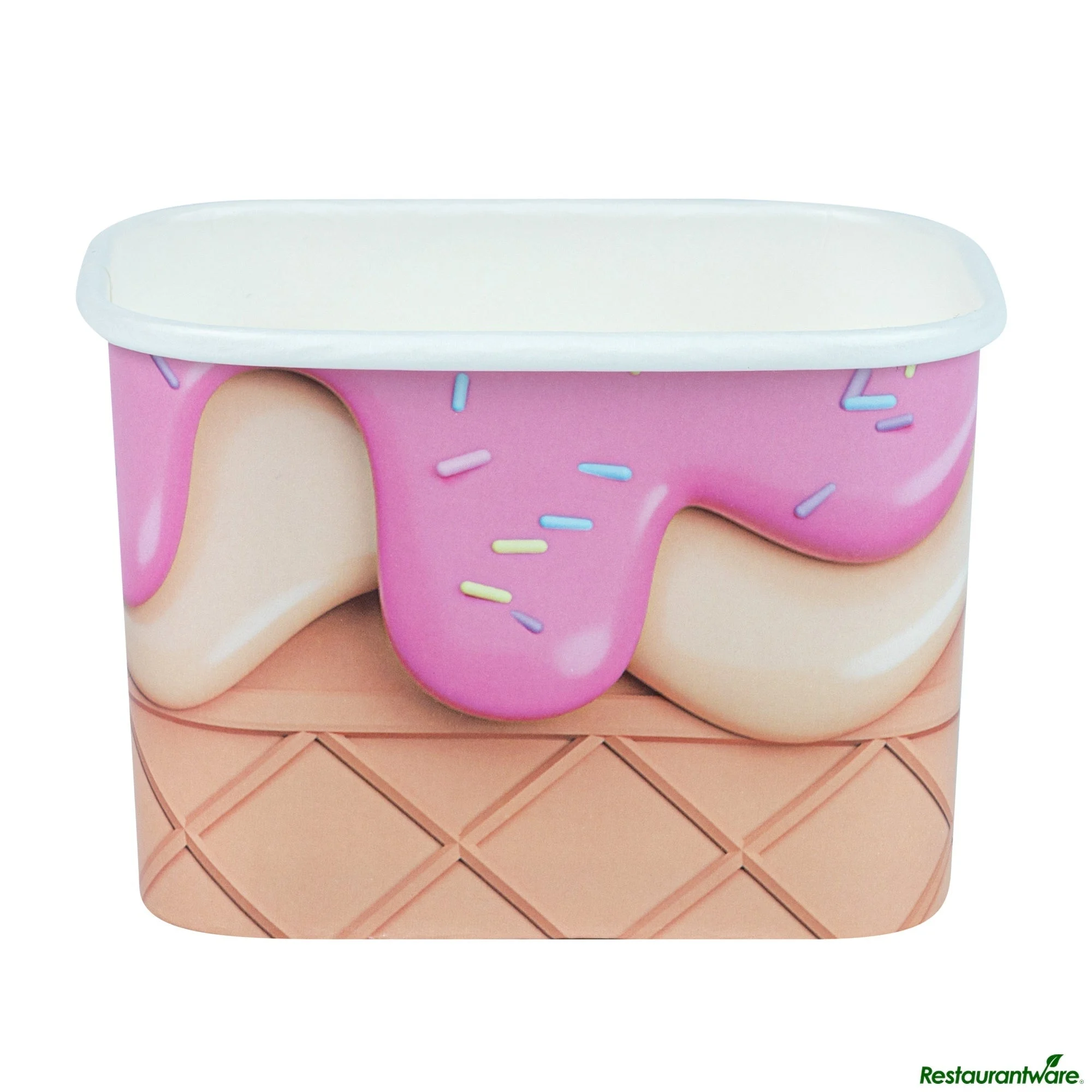 Cups, To-Go, Coppetta 12 Ounce, Paper, Vanilla Strawberry Swirl, Square, 4.25 x 3.25 x 2.75 Inch,4 - 50 COUNT