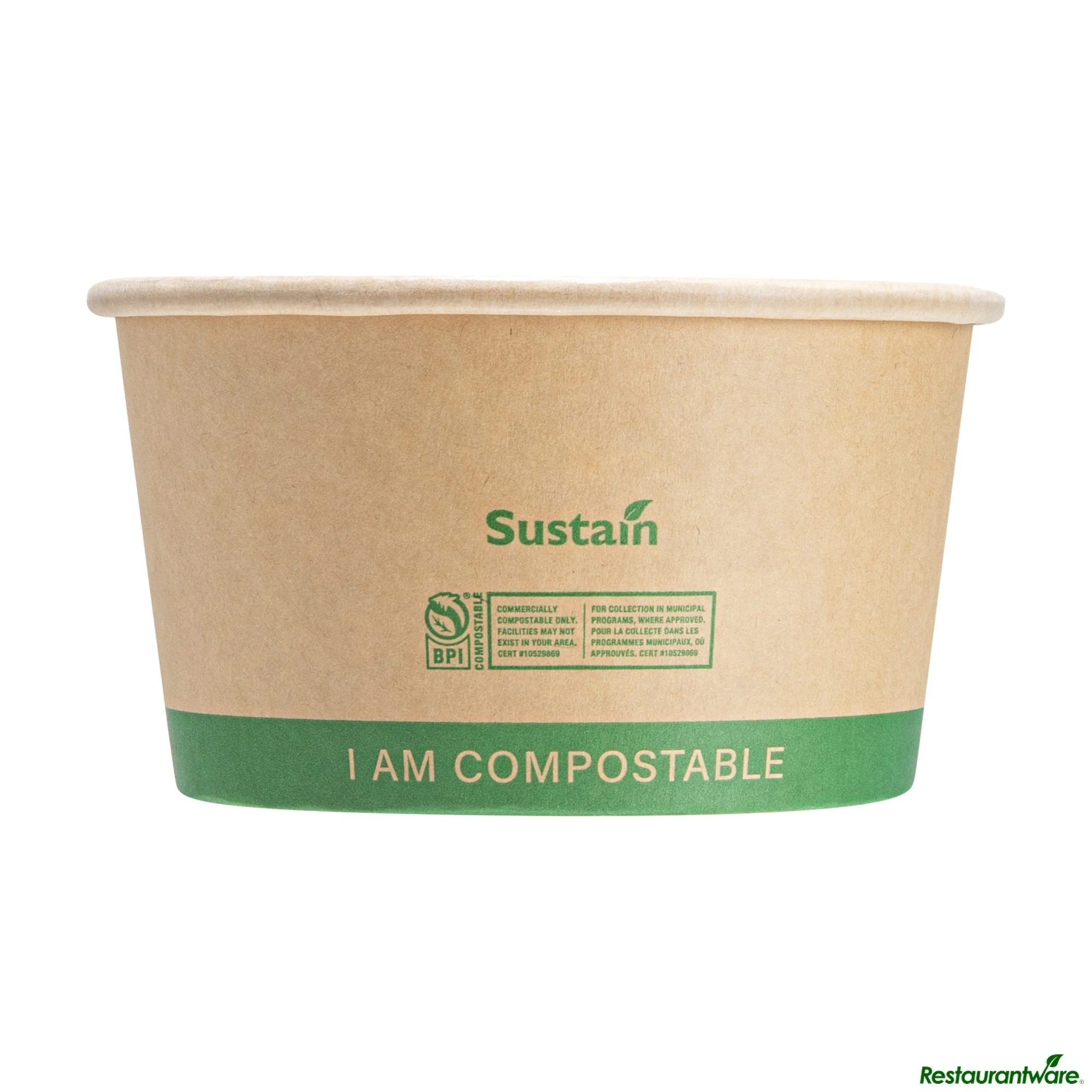 Containers, Soup, 12 Ounce, Paper, Kraft, 4.5 x 4.5 x 2.5 Inch, Compostable,8 - 25 COUNT