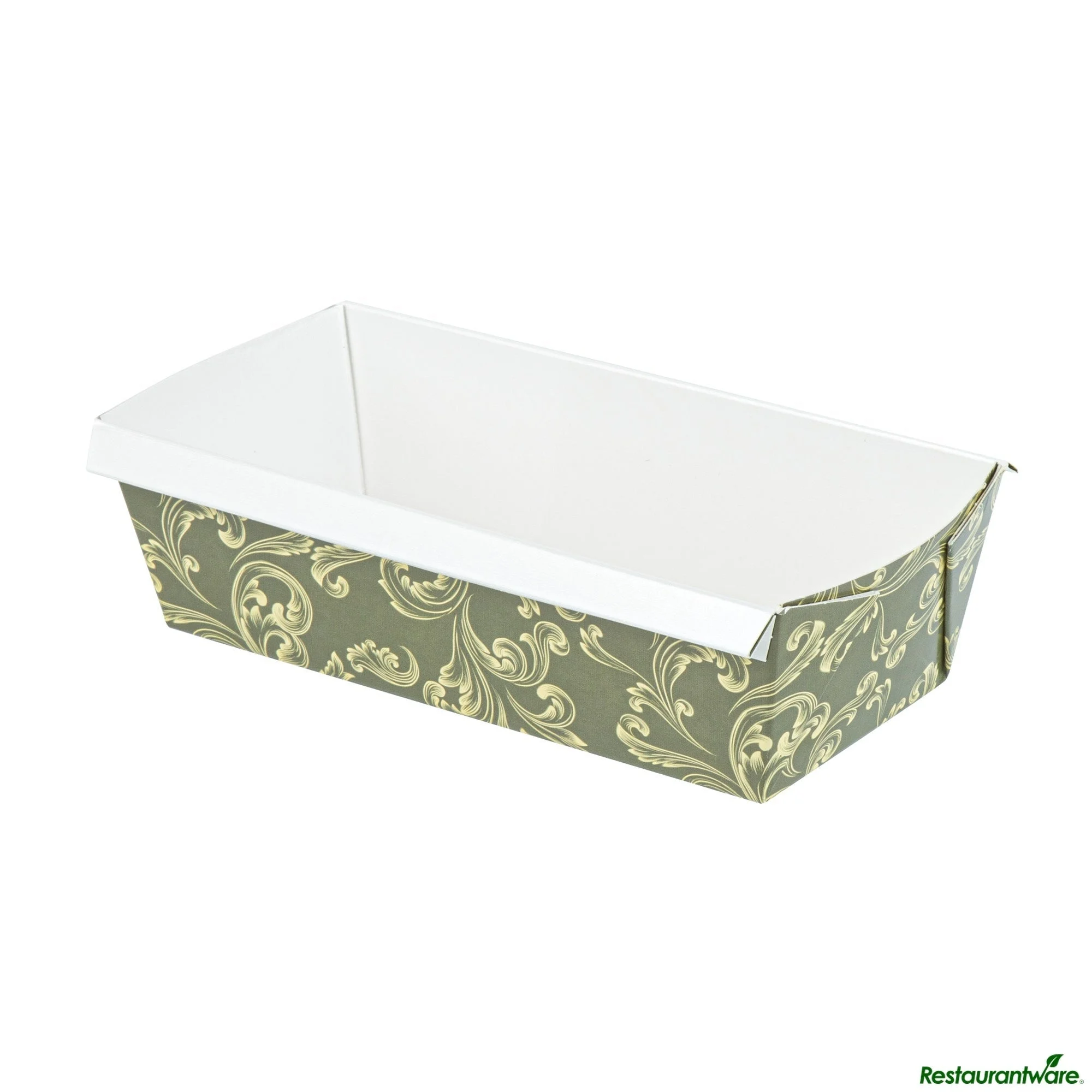 Pans, Loaf, Bake Tek 32 Ounce, Greaseproof Paper, Dark Green Vintage Floral, 8 x 3.75 x 2.25 Inch,4 - 25 COUNT