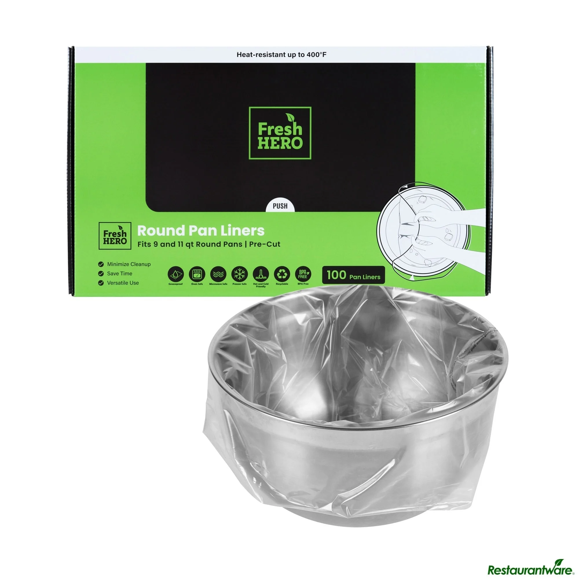 Liners, Pan, Fresh Hero 18 x 20 Inch, Nylon, Round, for 9 & 11 Quart Round Pans,100 - 1 EACH