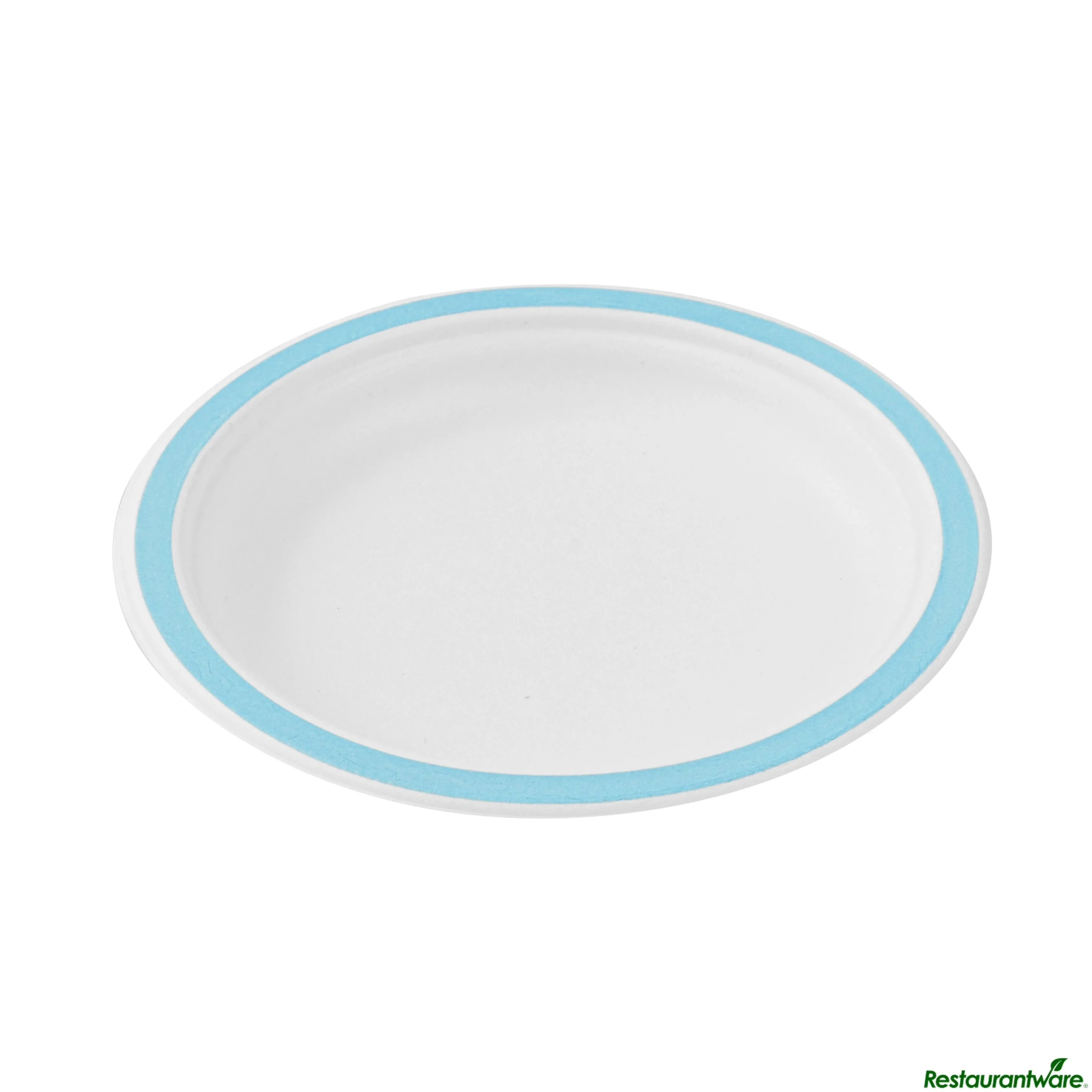 Plates, 6 Inch, Sugarcane, White, with Blue Rim,4 - 25 COUNT