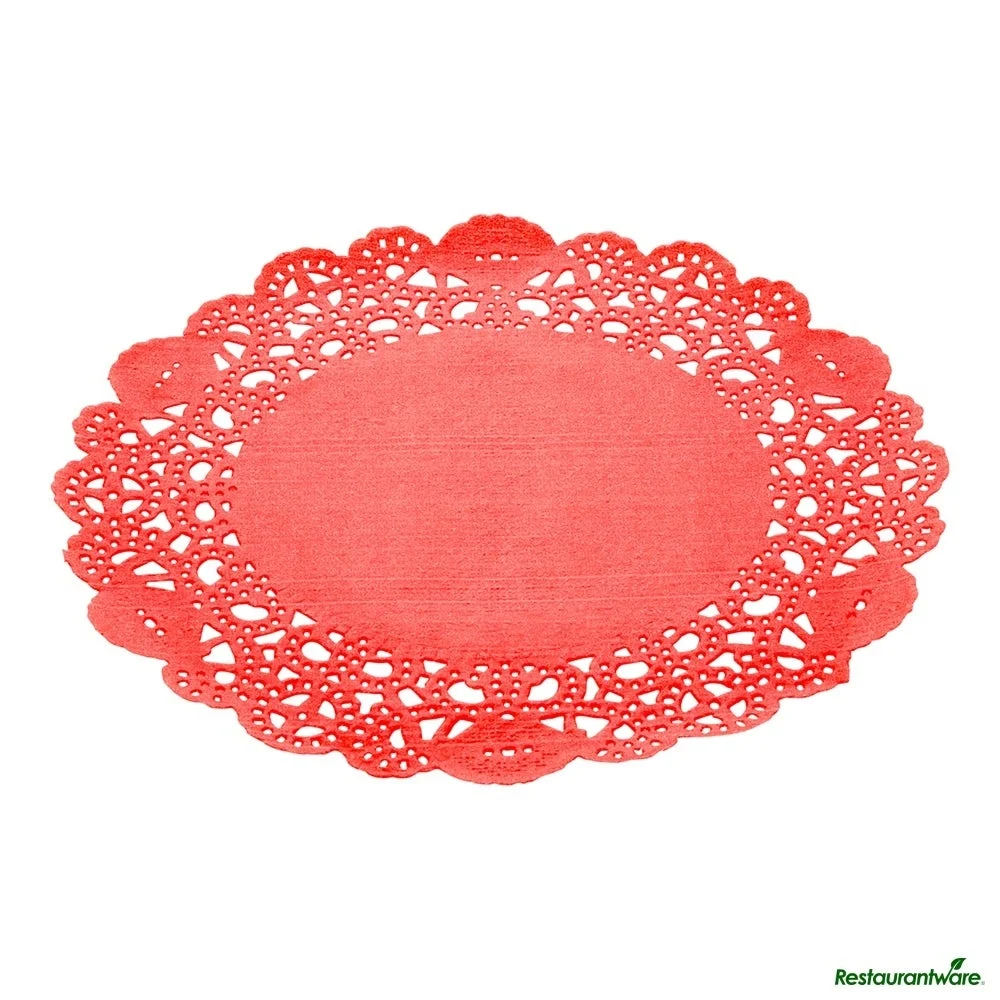 Doilies, Lace, Pastry Tek 6 Inch, Paper, Red, Round,40 - 100 COUNT