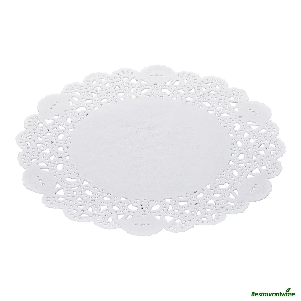 Doilies, Lace, Pastry Tek 6 Inch, Paper, White, Round,40 - 100 COUNT