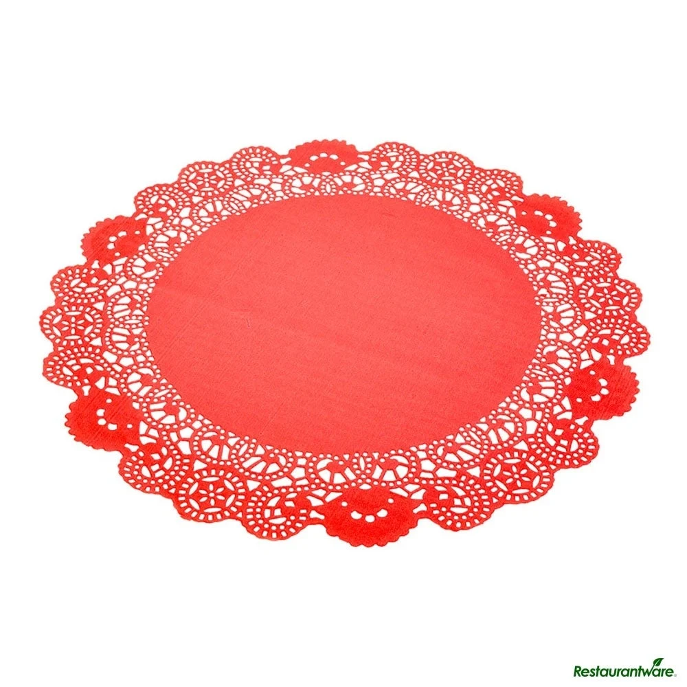 Doilies, Lace, Pastry Tek 12 Inch, Paper, Red, Round,40 - 100 COUNT