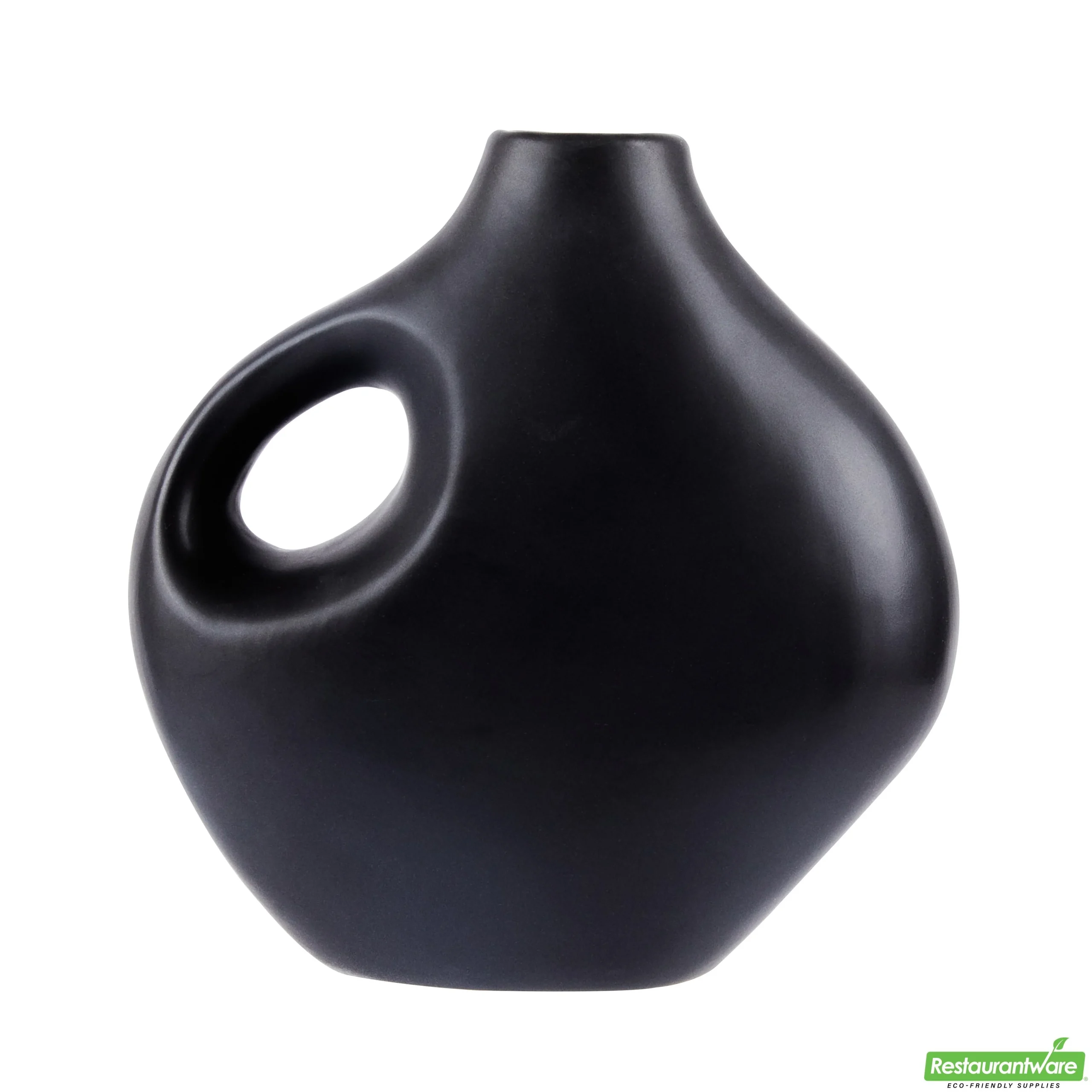 Vase, Table Art, 7 x 3.25 x 7 Inch, Ceramic, Black, Jug Shape,1 - 1 EACH